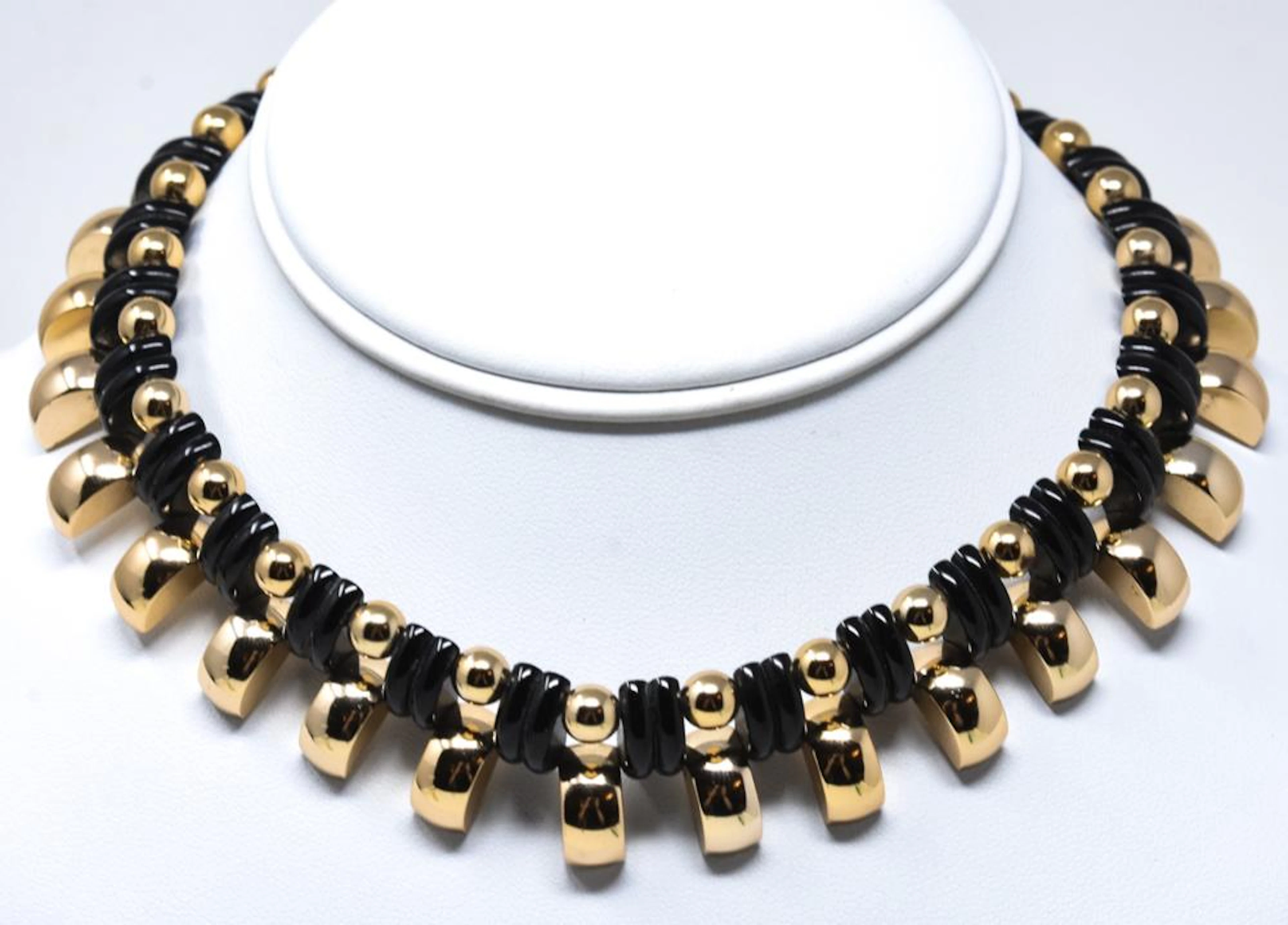 Vintage De Farre Carved Bakelite & Gilt Necklace