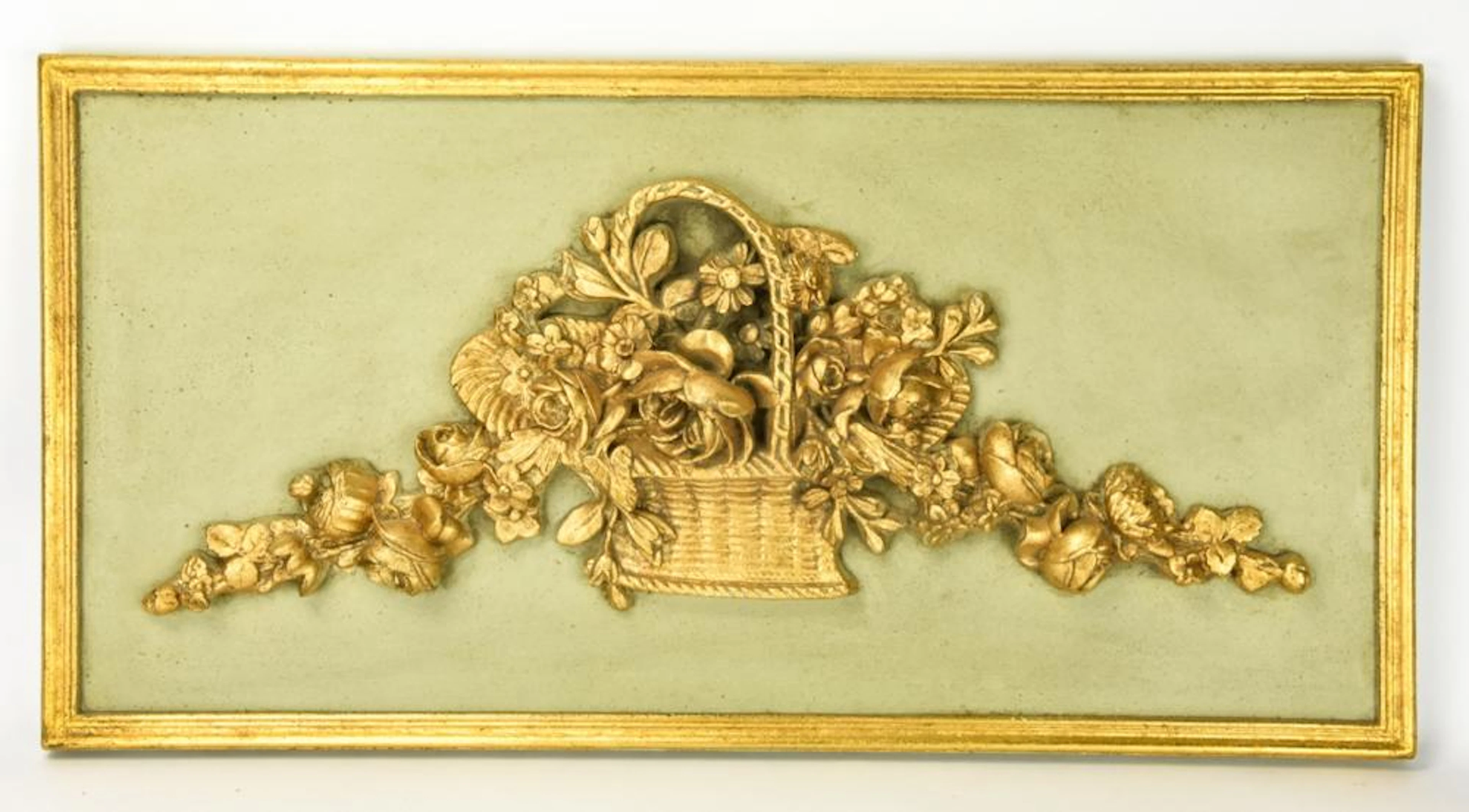 Cast Plaster Gilded Hand Painted Hanging Plaque