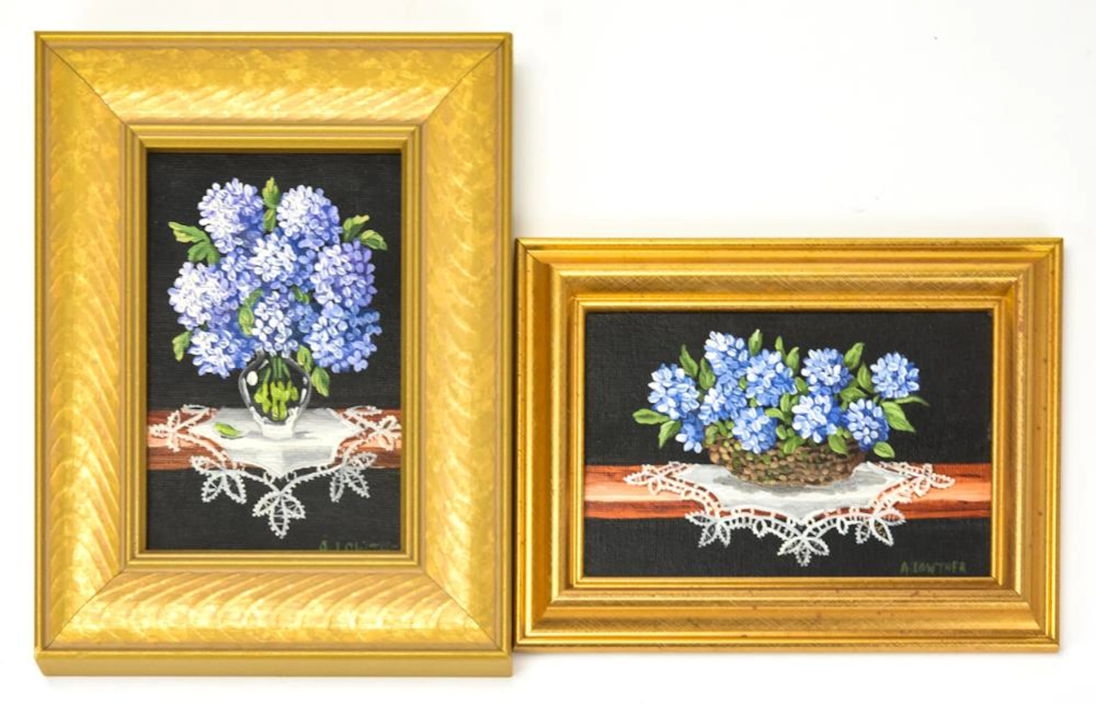 A Lowther - Miniature Still Life Oil Paintings