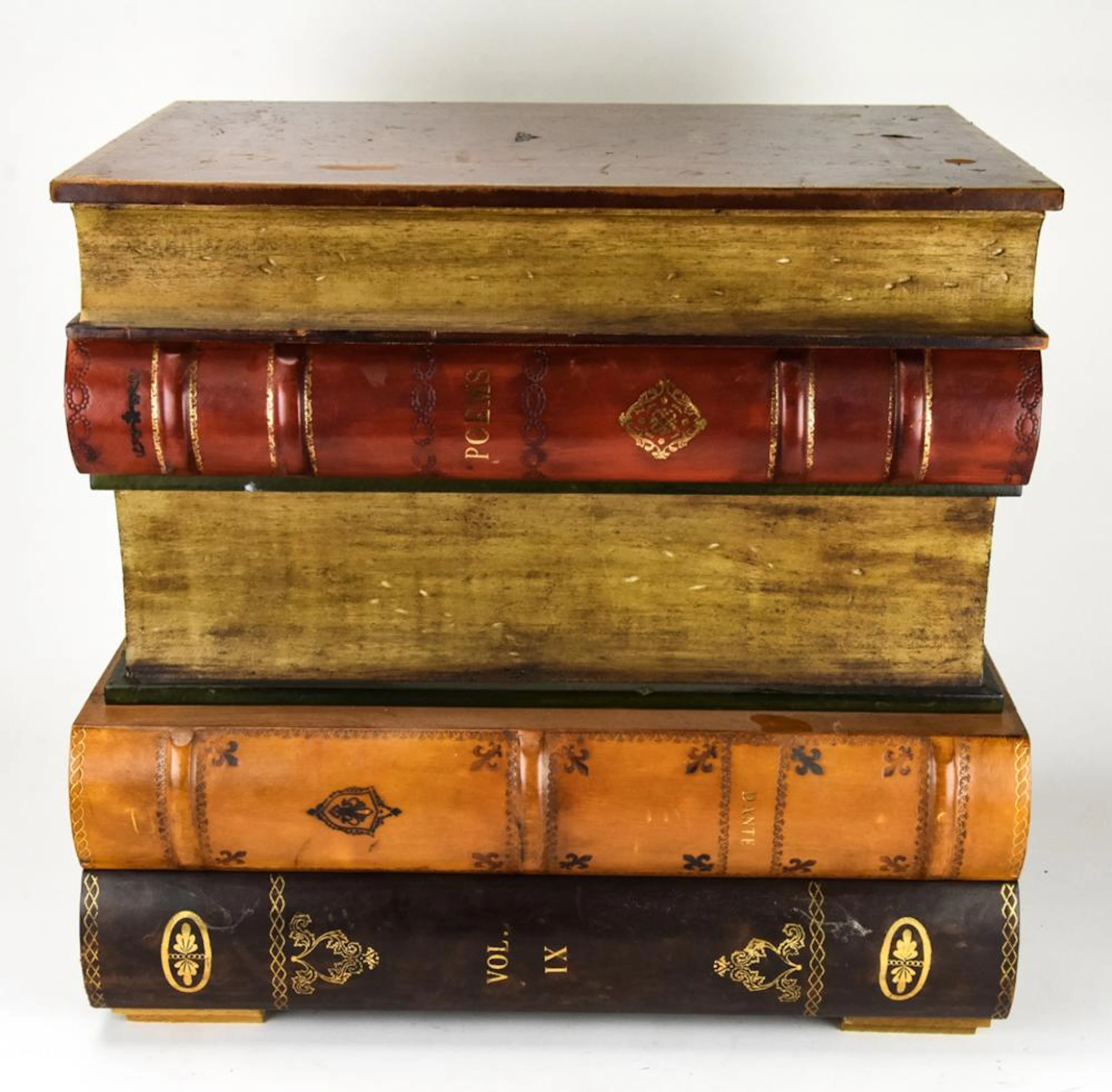 Embossed Leather Stacked Book Form Storage Box