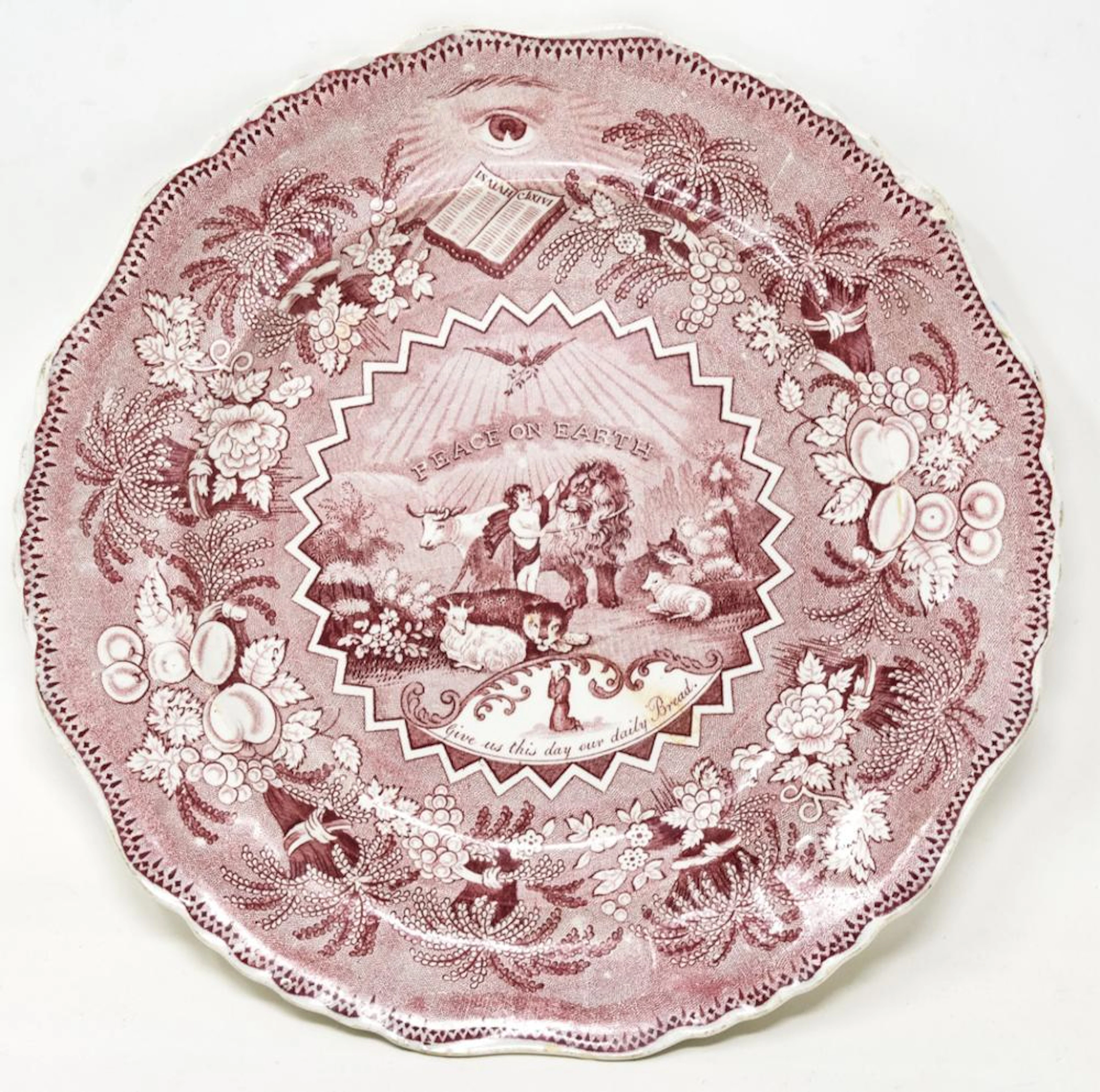 Antique 19th C Staffordshire Peace on Earth Plate
