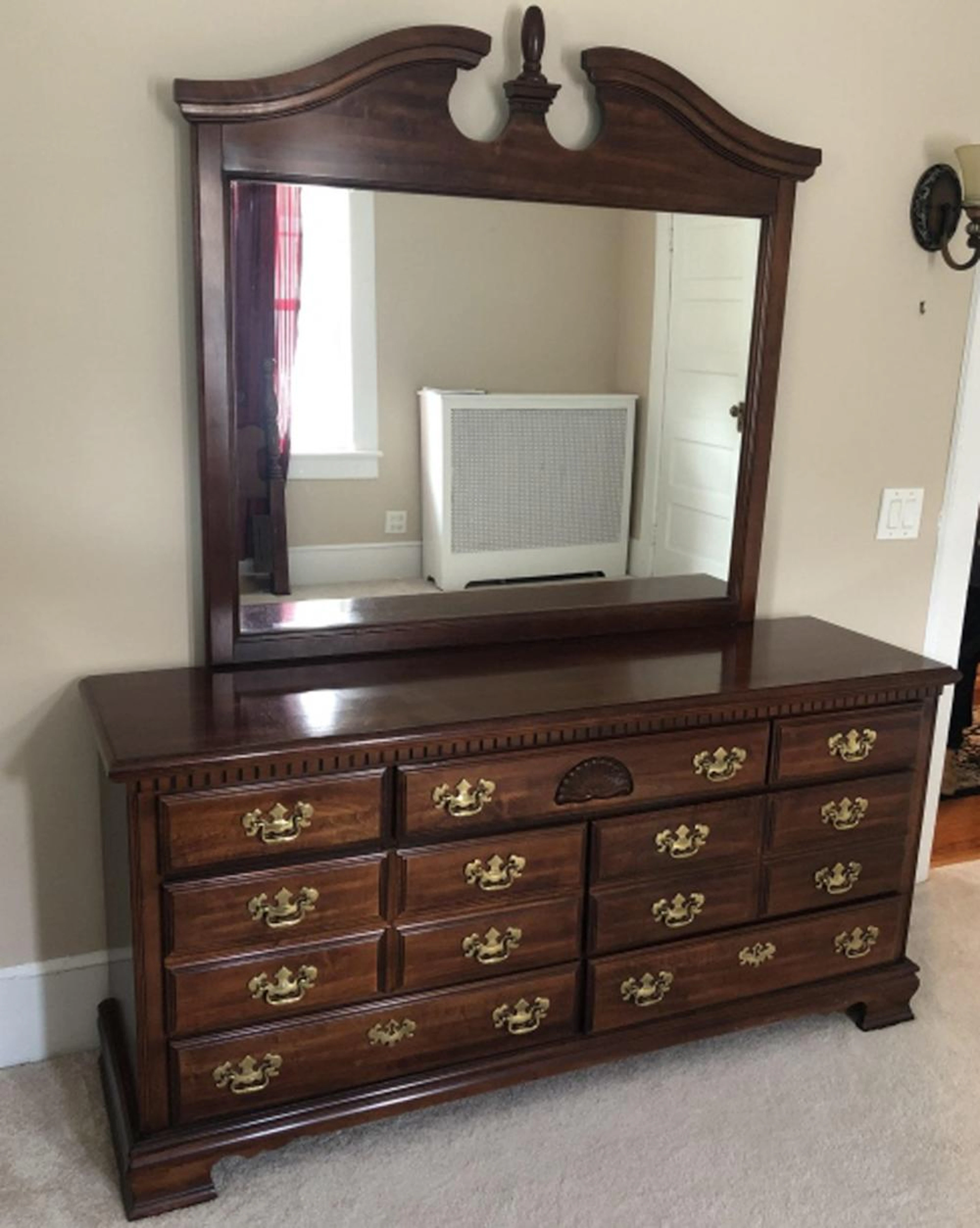 Lea Chippendale Double Chest with Dressing Mirror