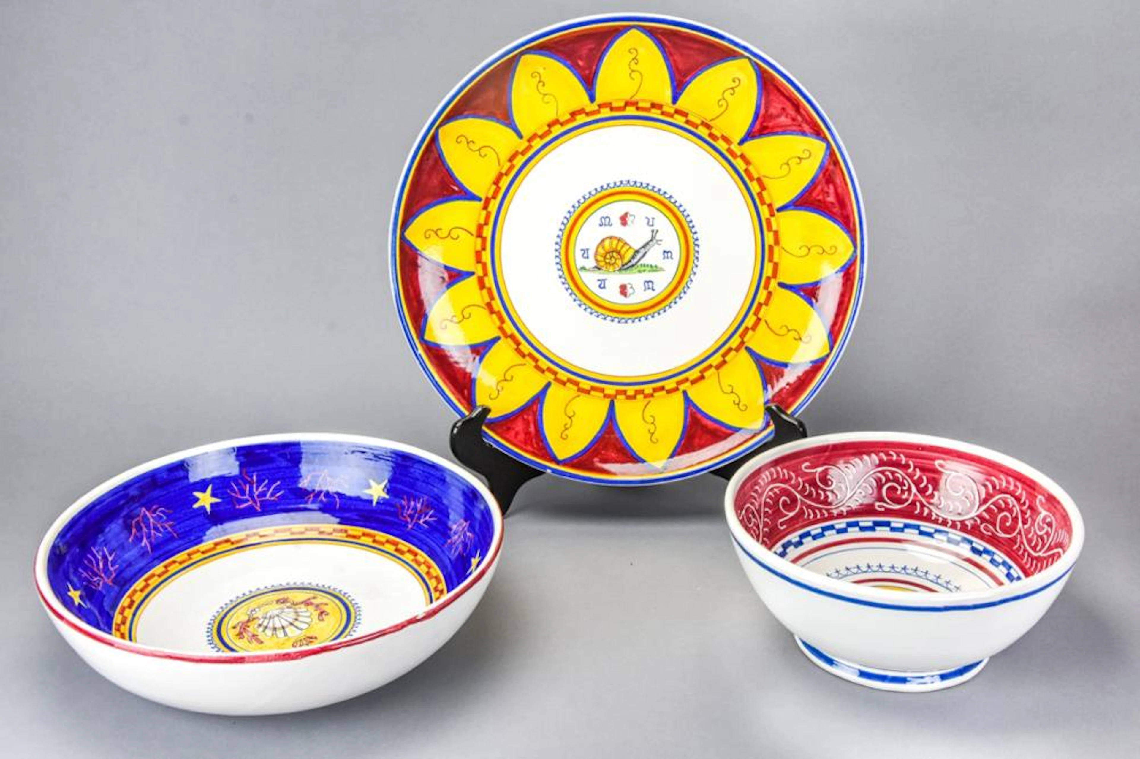 Hand Painted Italian Pottery Serving Bowls