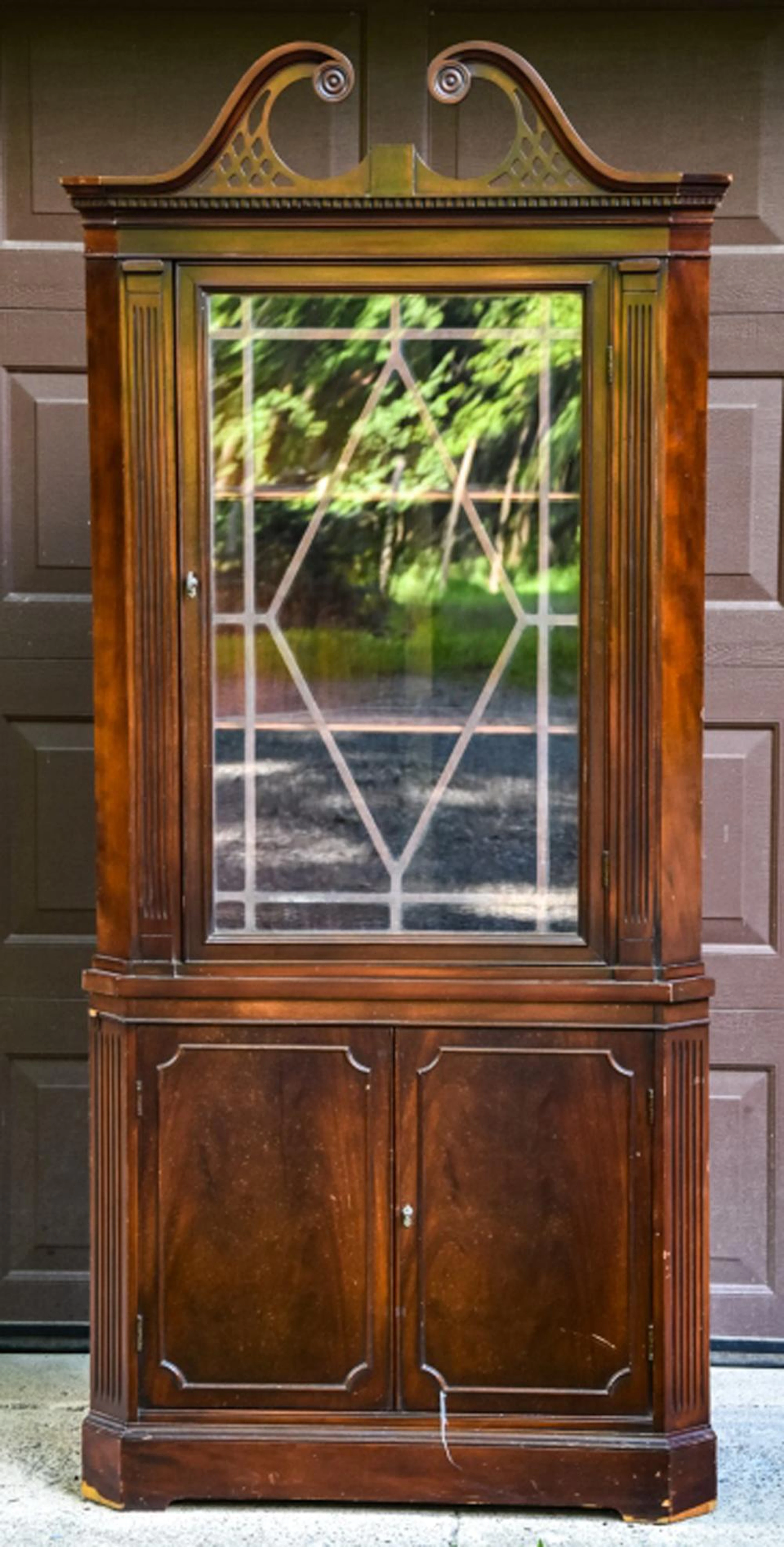 English Chippendale Style Mahogany Corner Cabinet