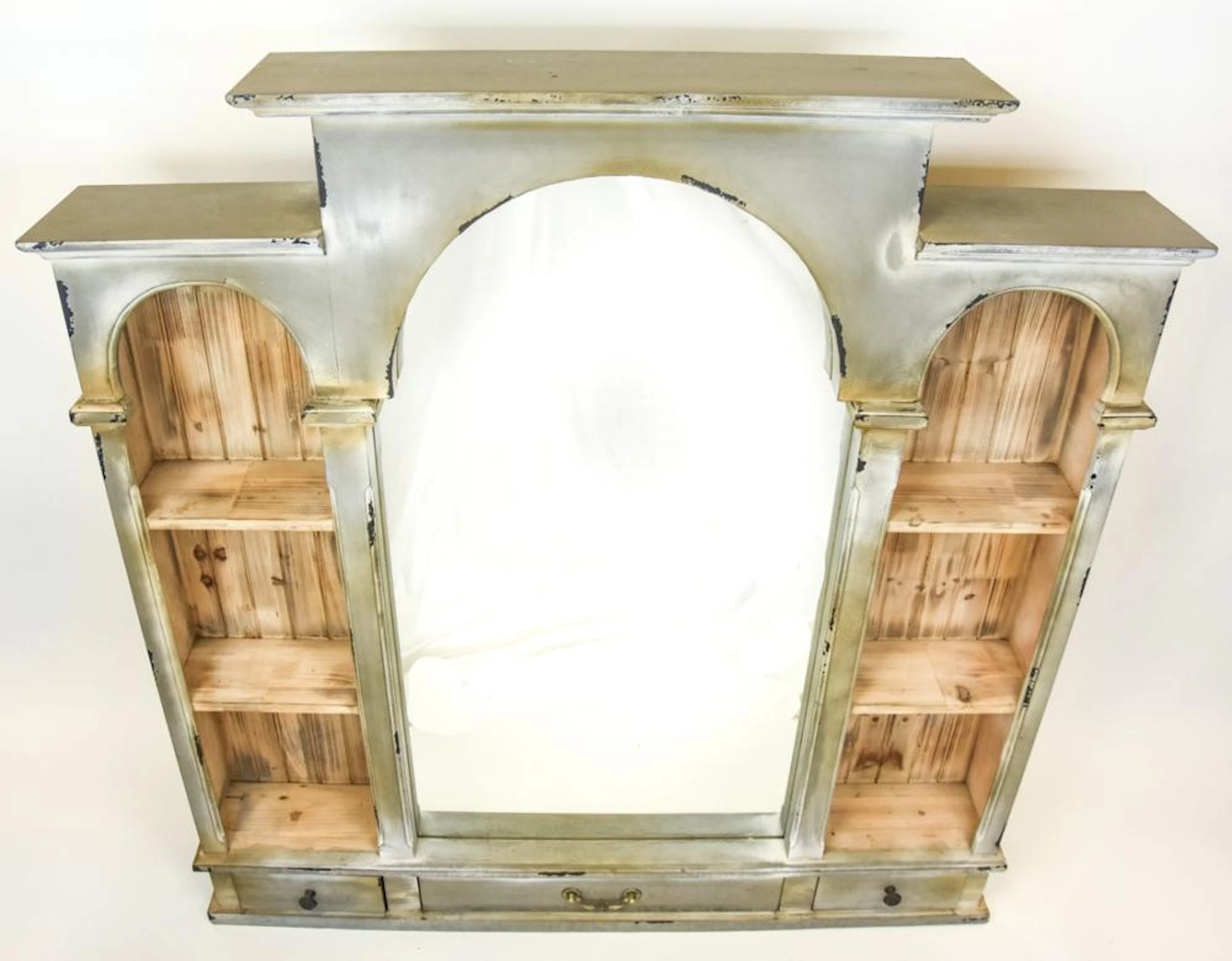 Hanging Painted Country Carved Pine Storage Unit