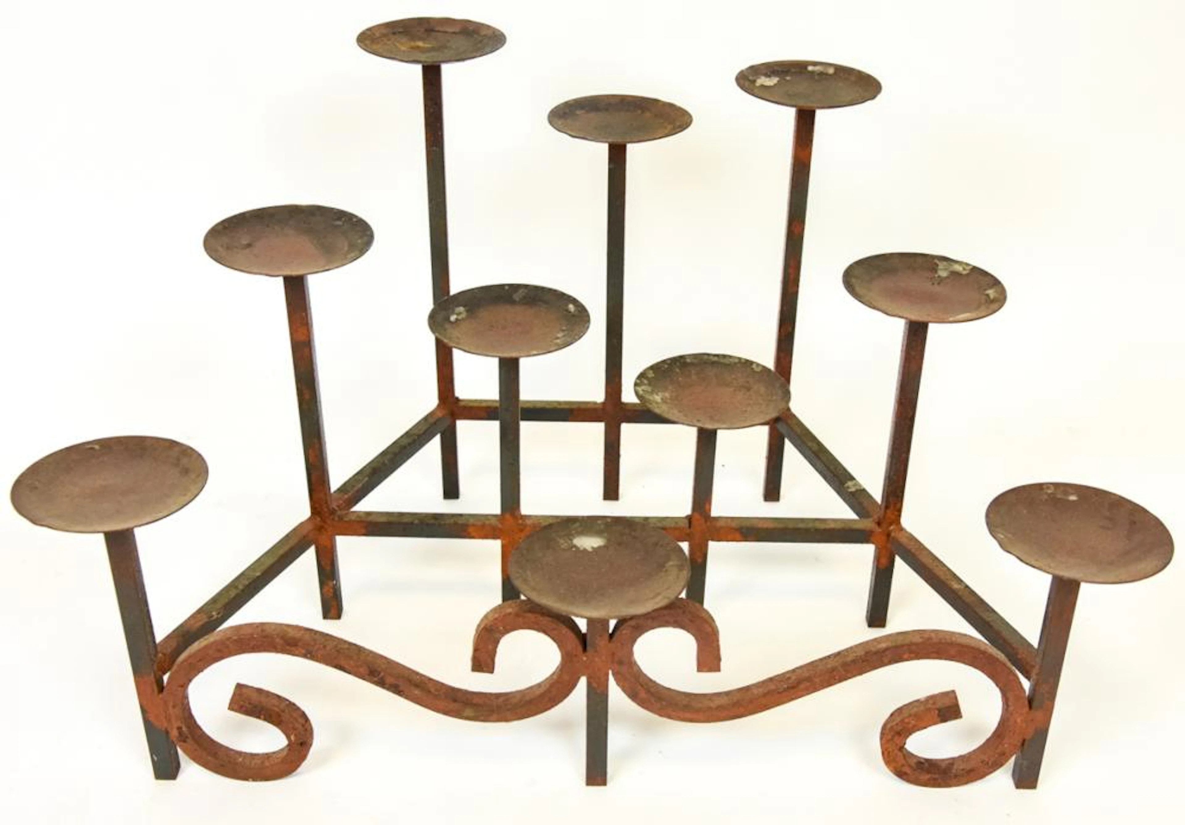 Artisan Made Wrought Iron Candelabra w Ten Arms
