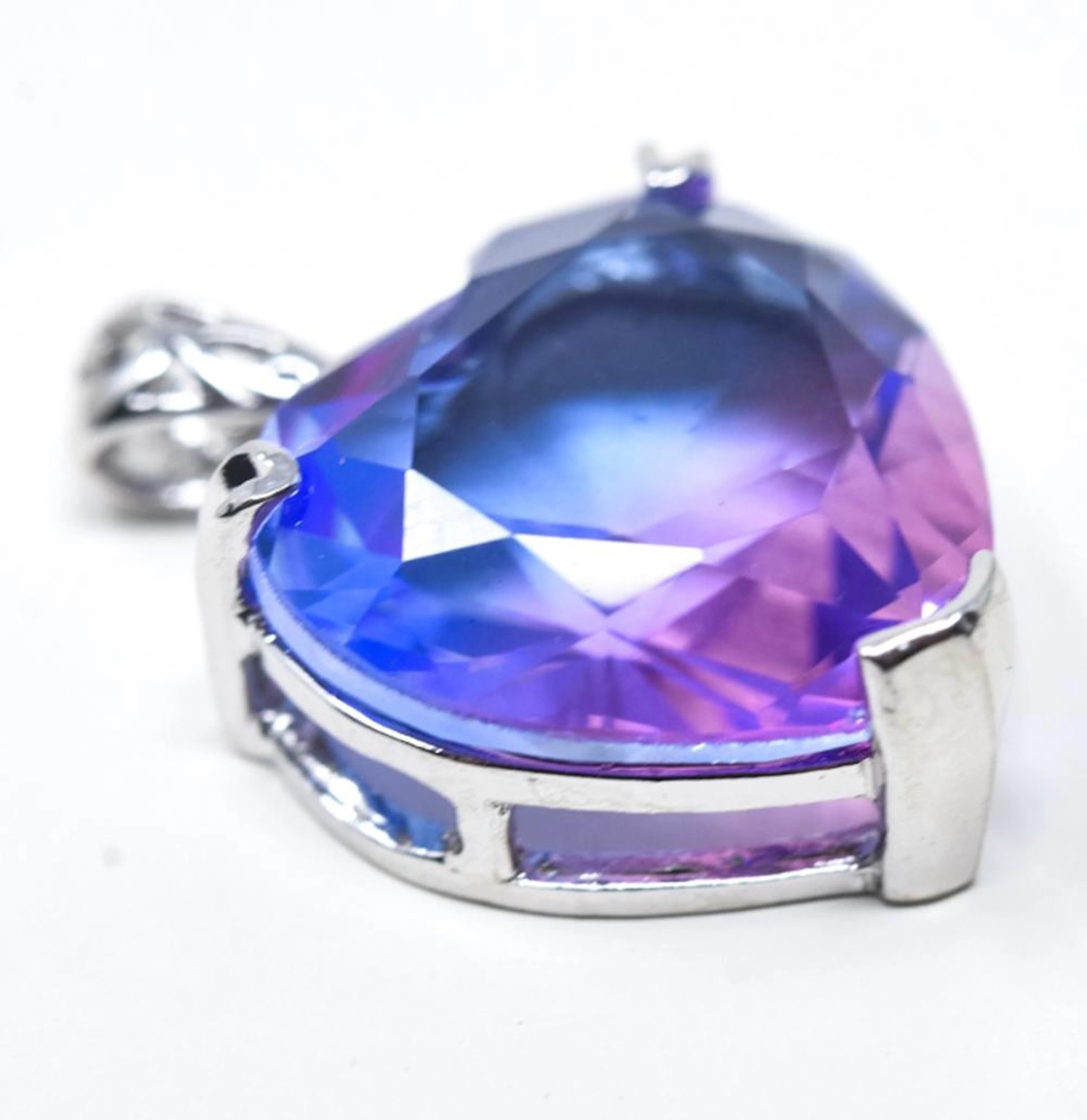 Sterling Silver & Carved Amethyst Heart Pendant