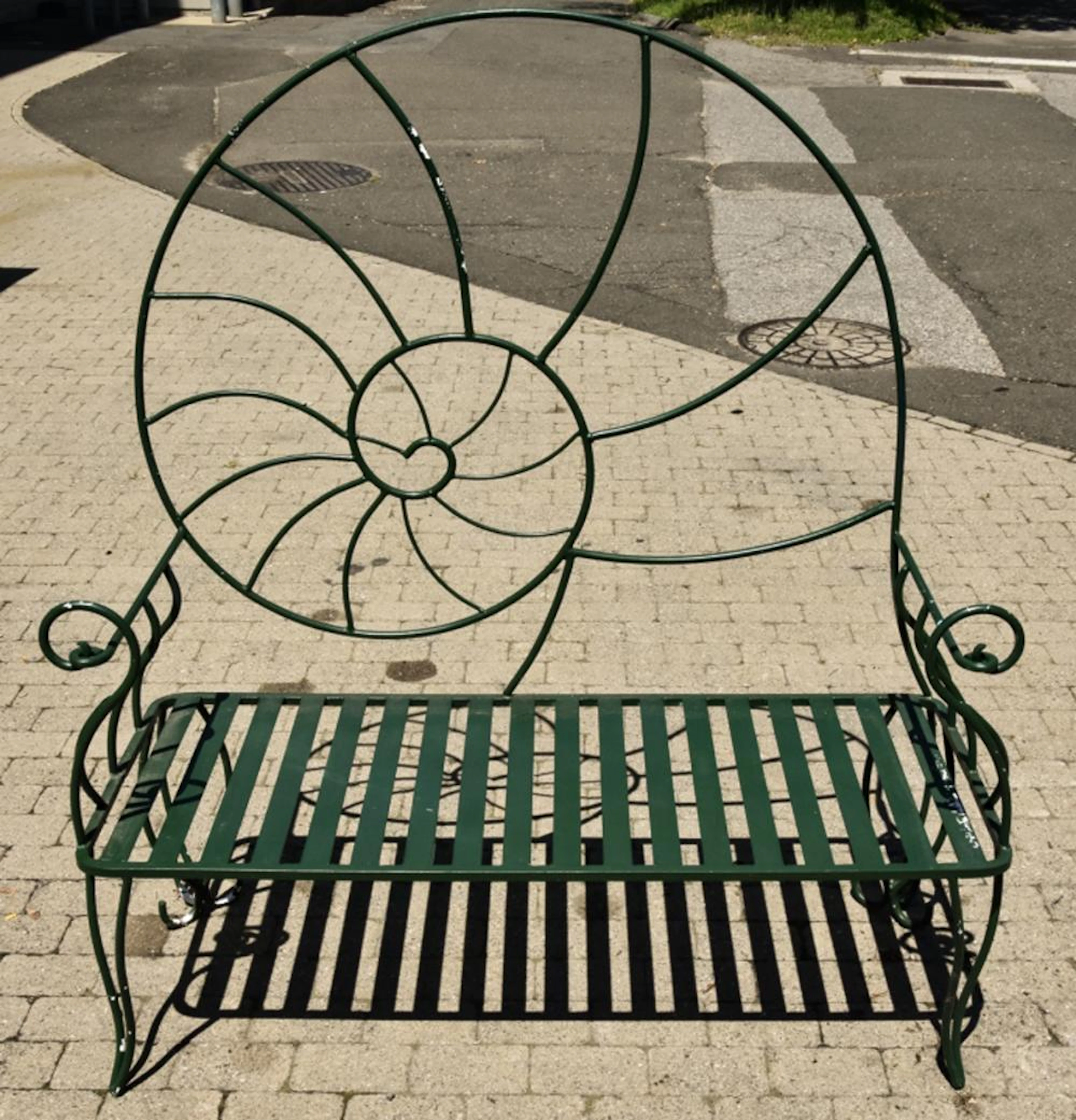 Antique Cast Iron Nautilus Form Garden Bench