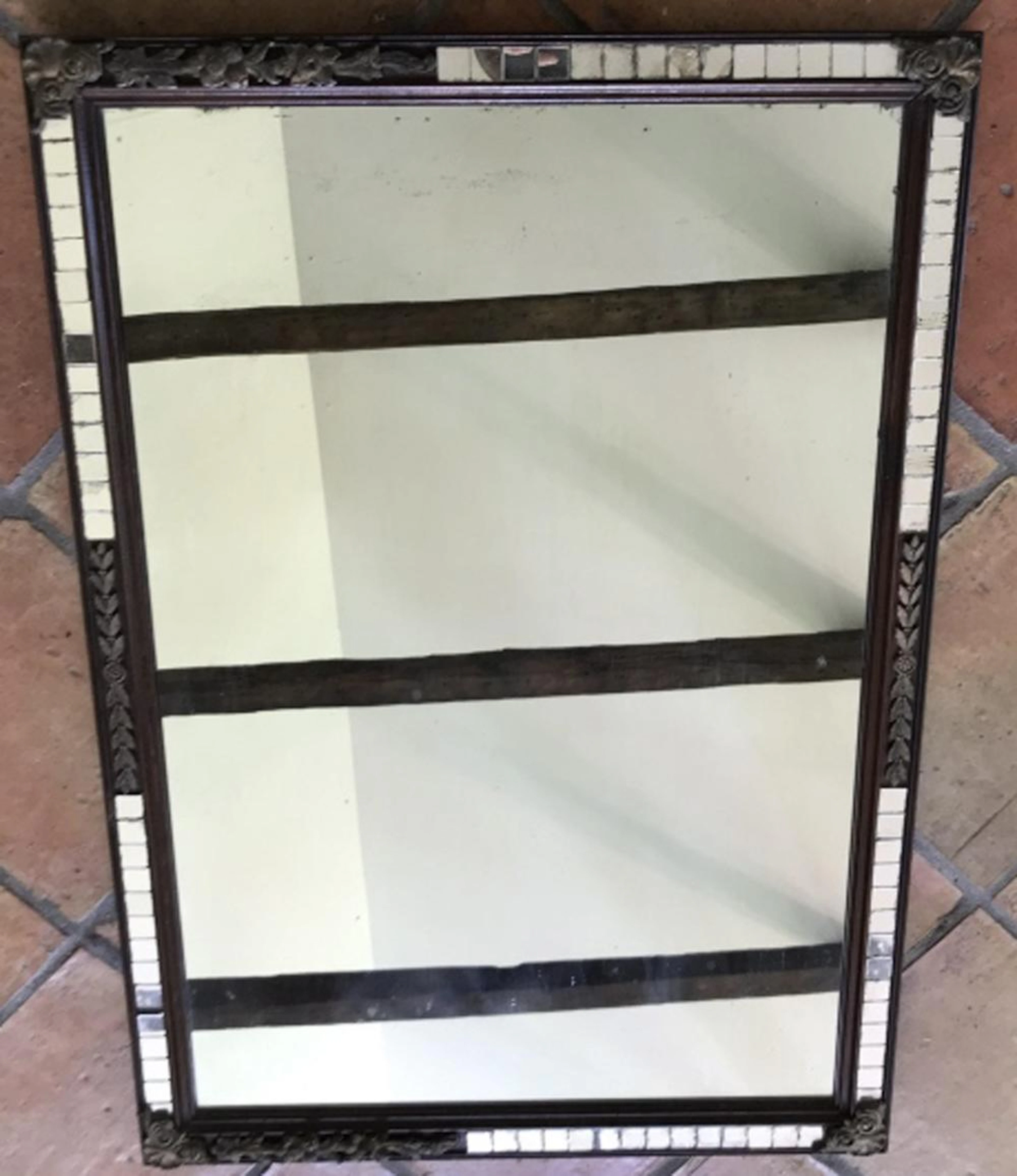Hollywood Regency Style Mirror w Mosaic Frame