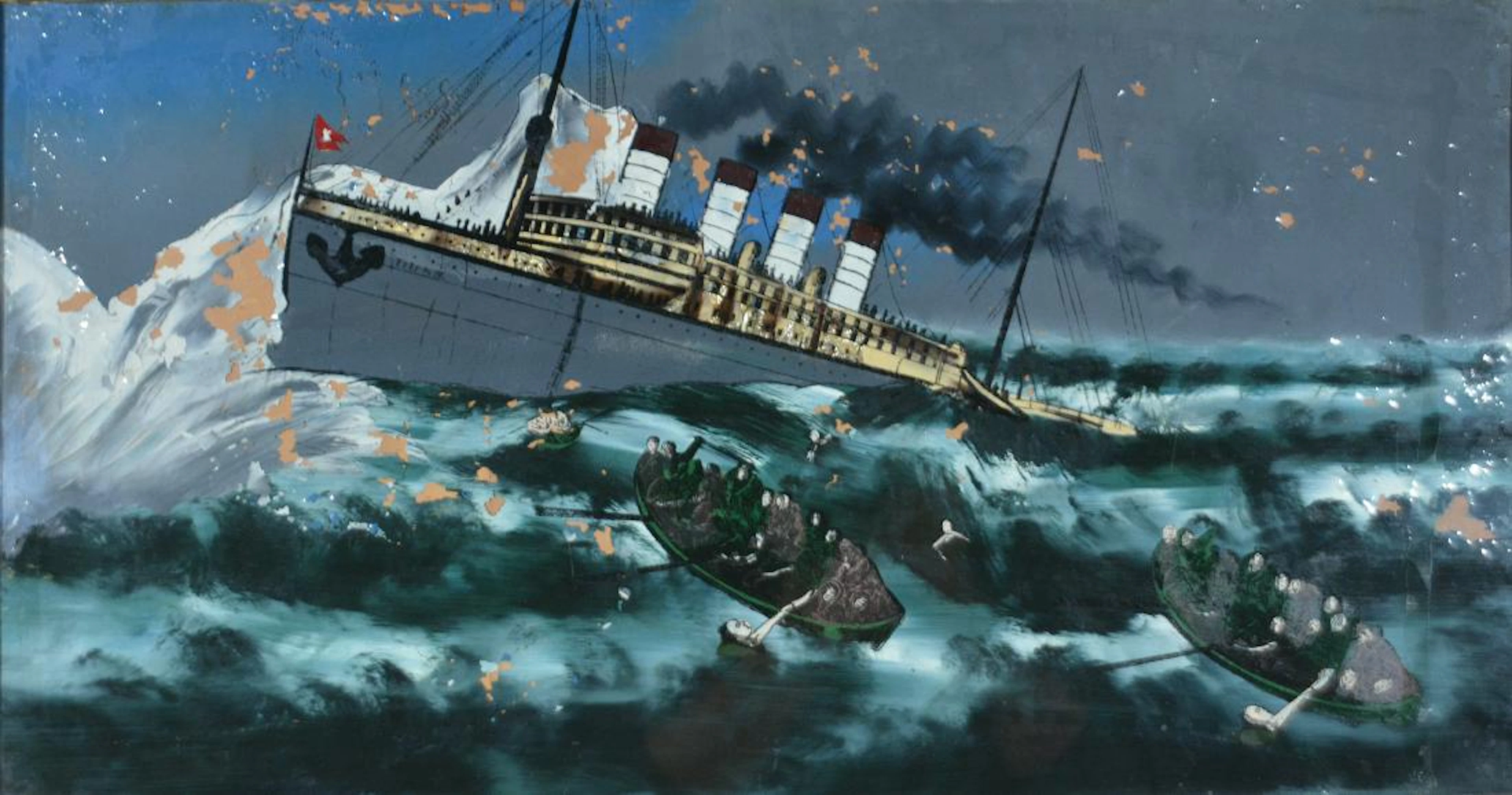 Titanic Sinking, Mixed Media Art