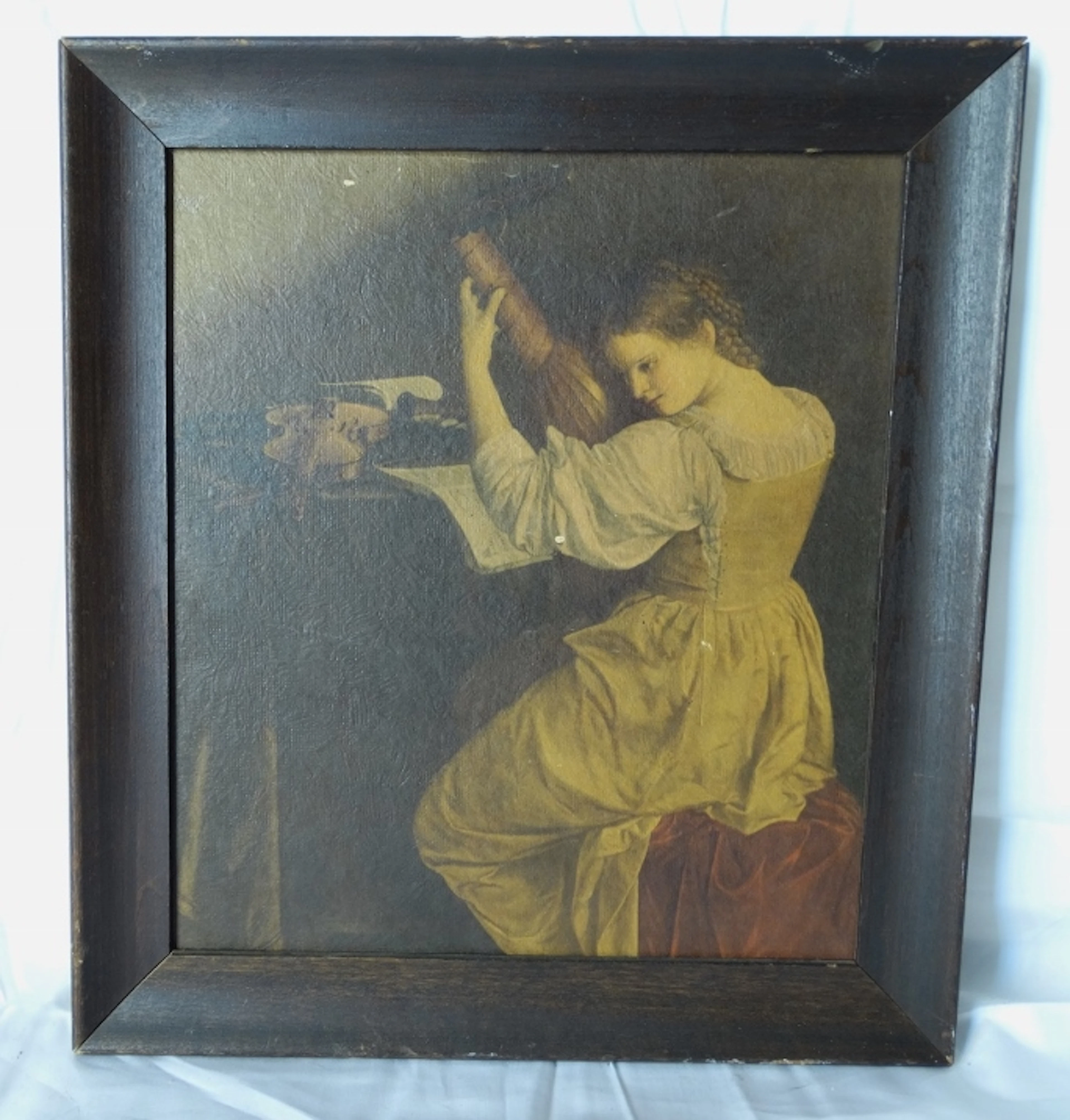Orazio Gentileschi (Italian: 1563-1639) "The Lute Player" 19th Century Framed Print On Board