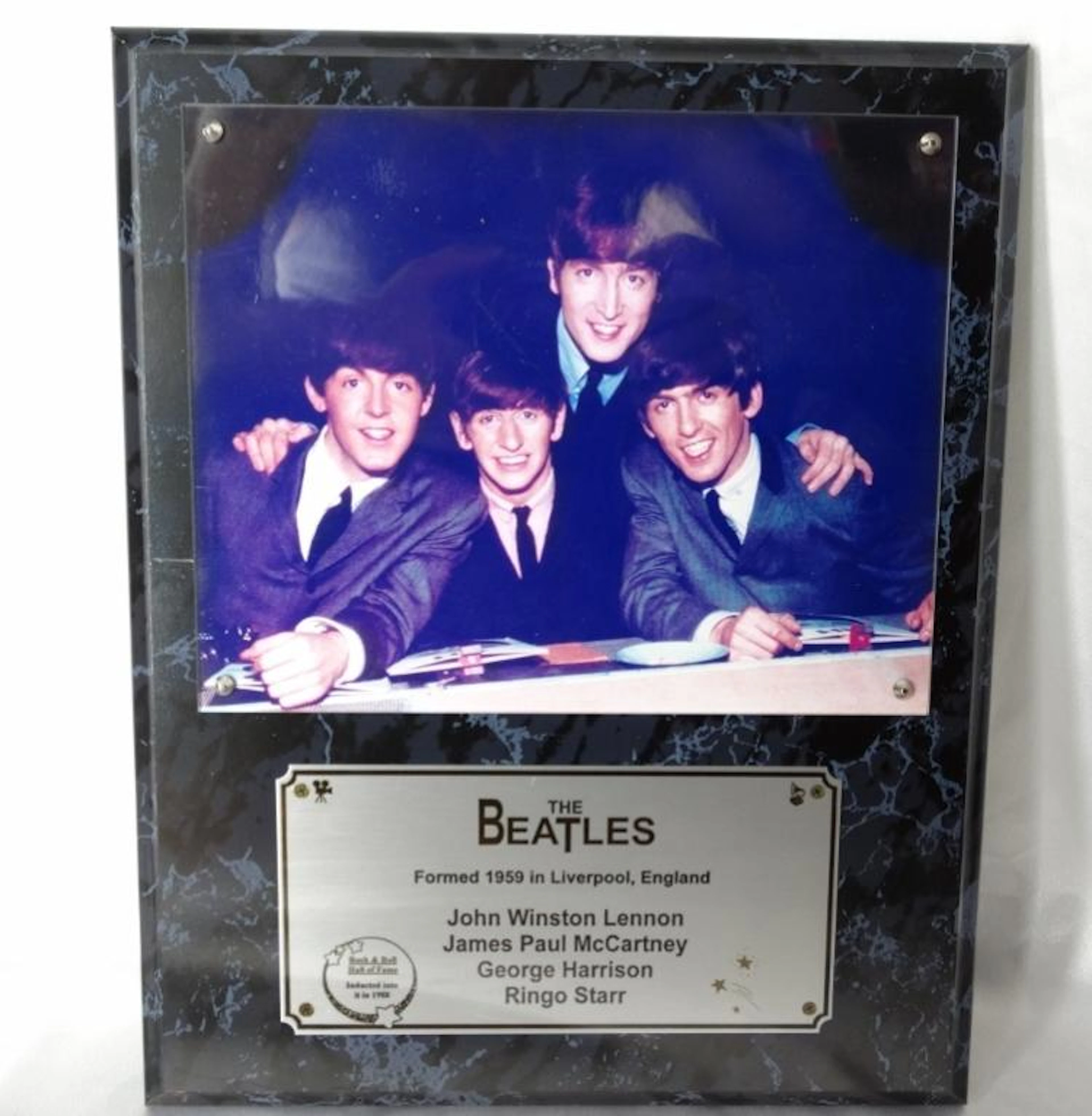 Rare The Beatles Rock & Roll Hall Of Fame Wooden Wall Plaque