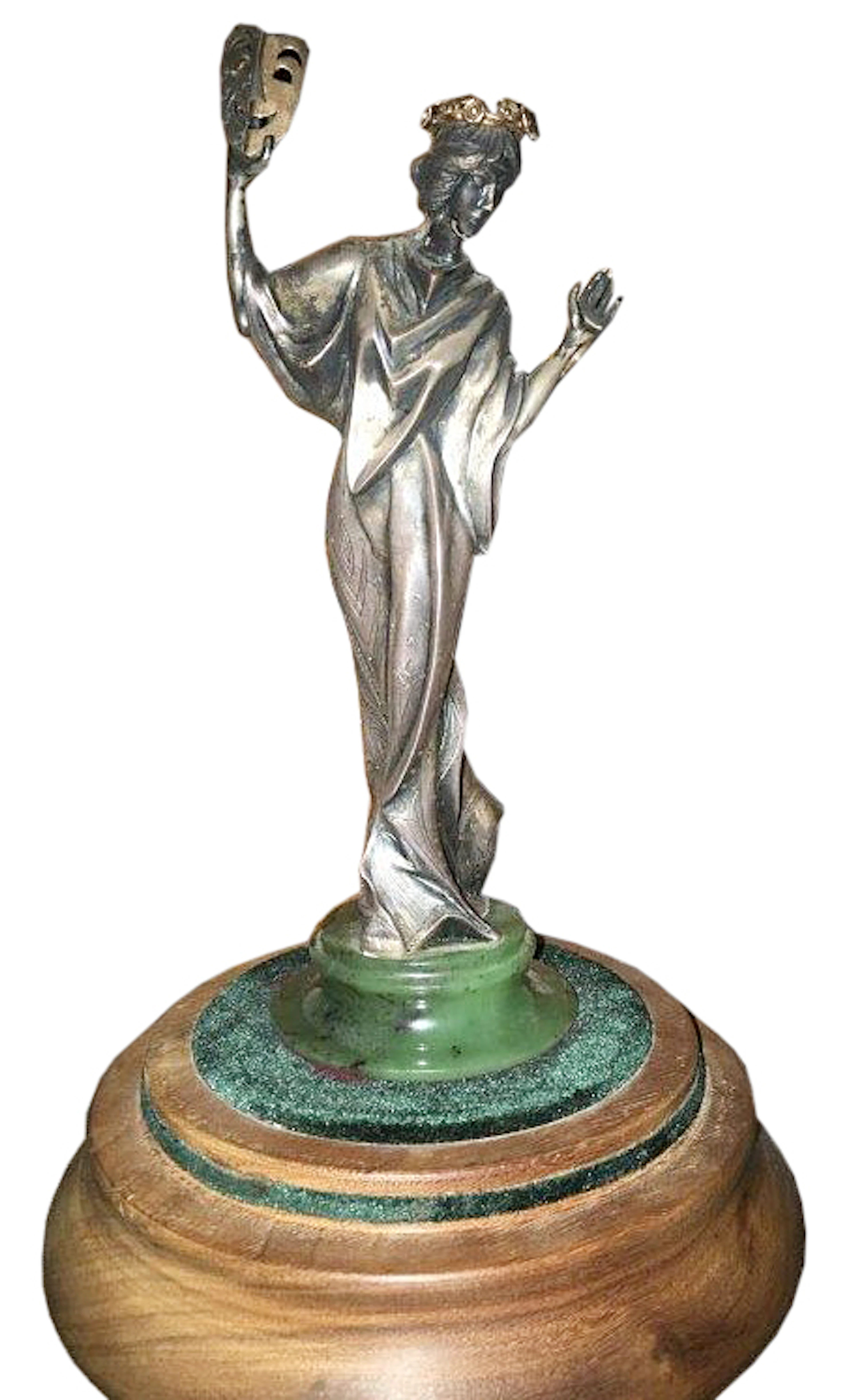 Prince Lorenzo de' Medici Solid Sterling Silver on Marble & Wood Base Medici Venetian Nymph Stamp W/Medici Seal in the Style of Benvenuto Cellini (One of a Kind)