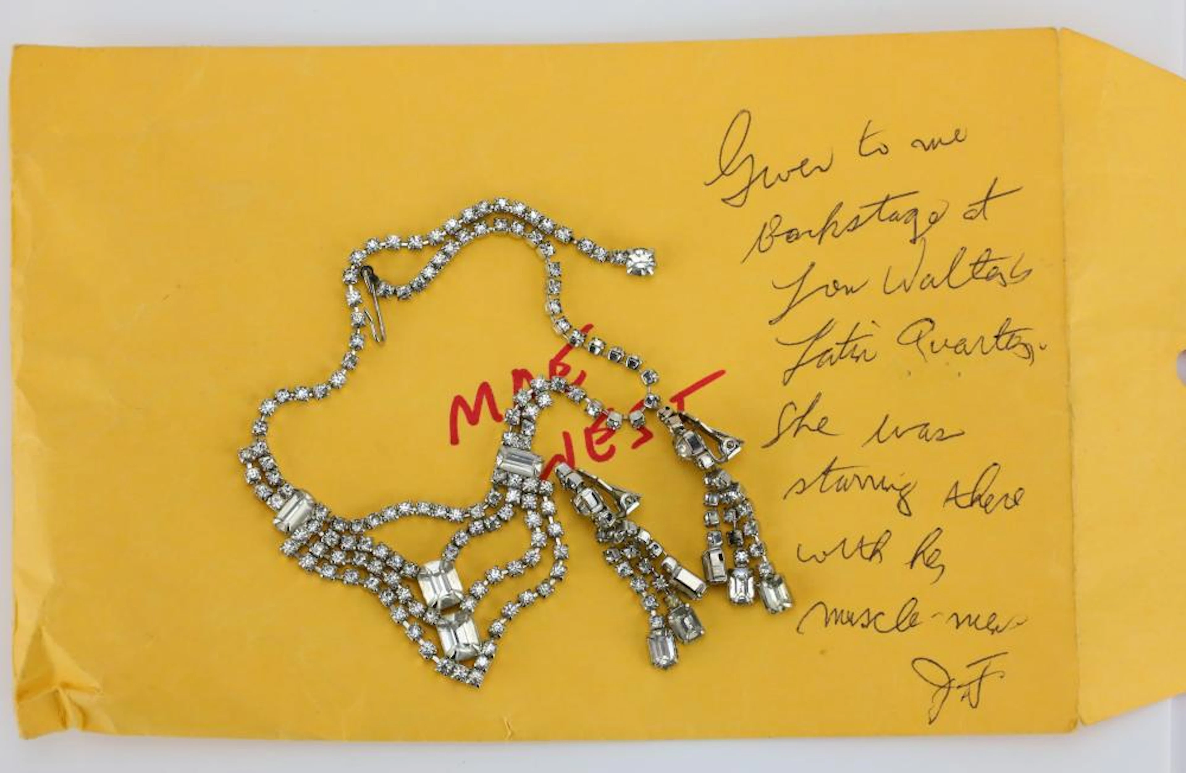 Mae West's Personally Owned Set of Rhinestone Jewelry From The Joe Franklin Memory Lane Collection