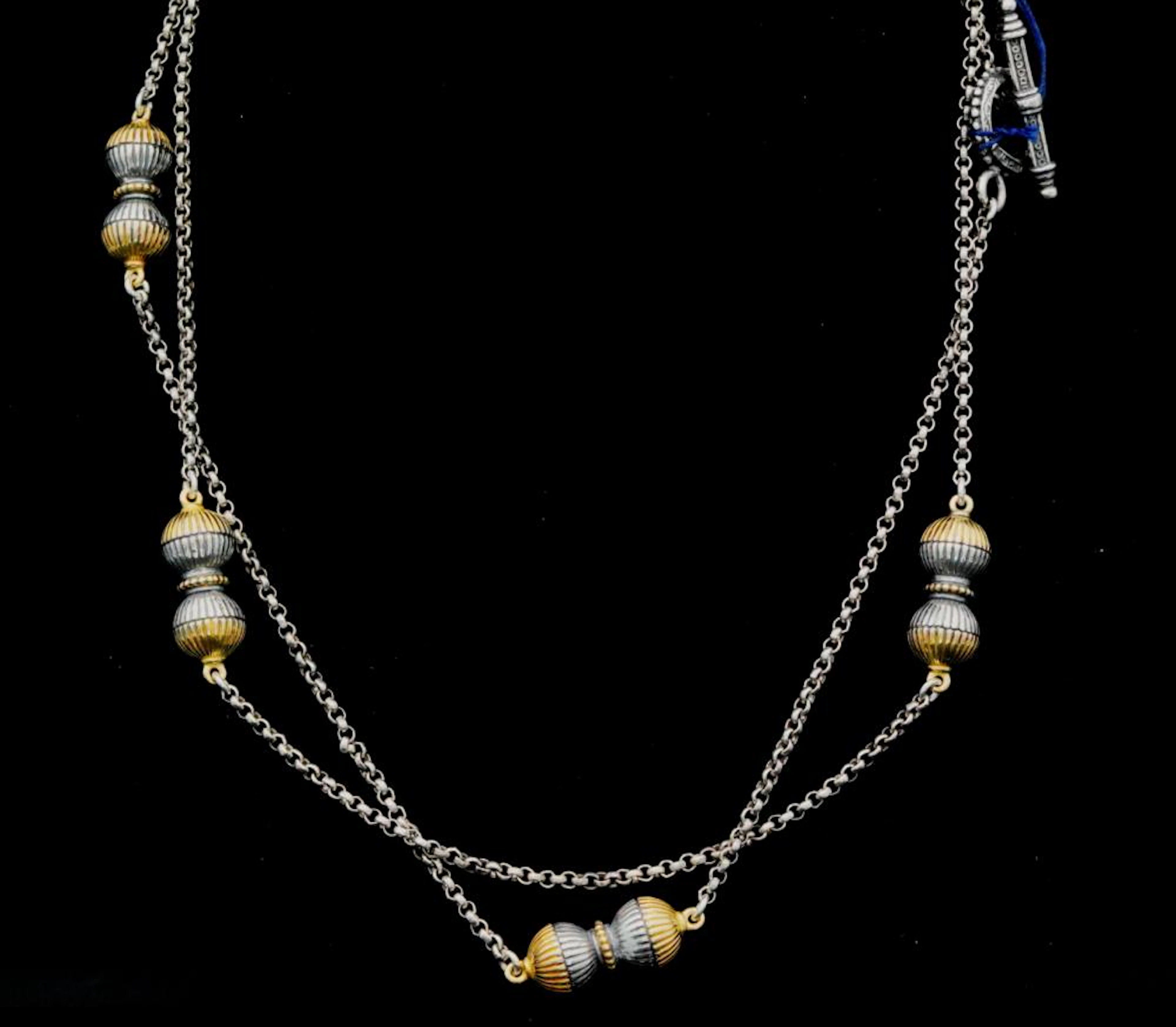 Konstantino Solid Sterling Silver & 18K 36" Necklace