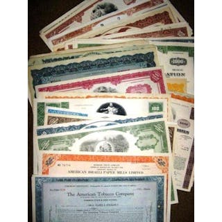 Lot of 50 Assorted Obsolete Stock Certificates