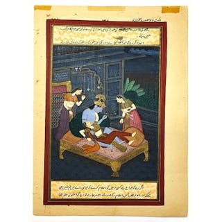 Antique Mulgal Empire Indian Kashmir Krishna & Radha