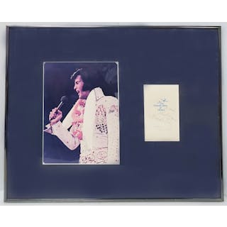 Genuine Elvis Presley Autograph Signature on United Airlines Card Framed