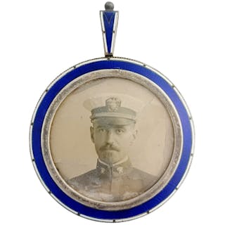 William Seward Webb Enamel Photograph In English Sterling Silver Mount