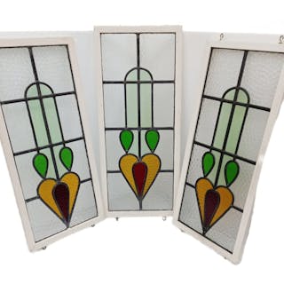Large Stained Glass Window Panels Set of Three 13.5 Lbs