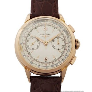 Rare Longines Flyback 30 CH 18k Rose Gold Chronograph Vintage Mens Wrist Watch