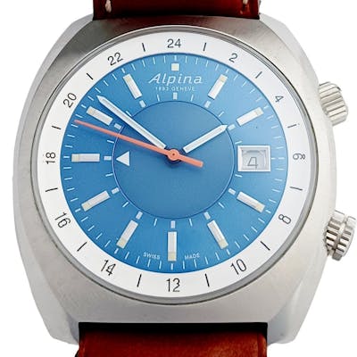 Alpina GMT Startimer Heritage Blue Dial 26j AL-555 Mens Automatic Wrist Watch