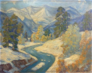 Irene Havick Signed Rocky Mountain Landscape Oil Painting Unframed 1933
