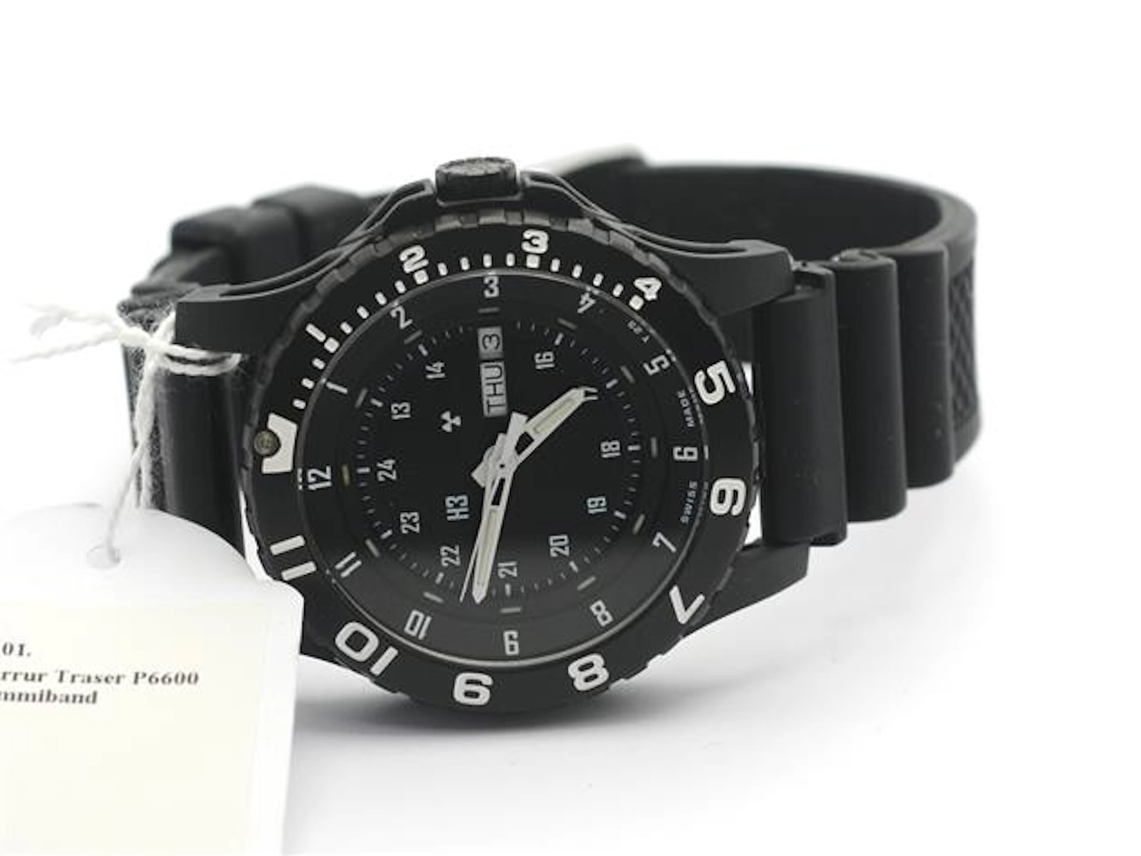 Herrur Traser P6600 H3 military watch snr: 0096832 med gummiarmband i ask