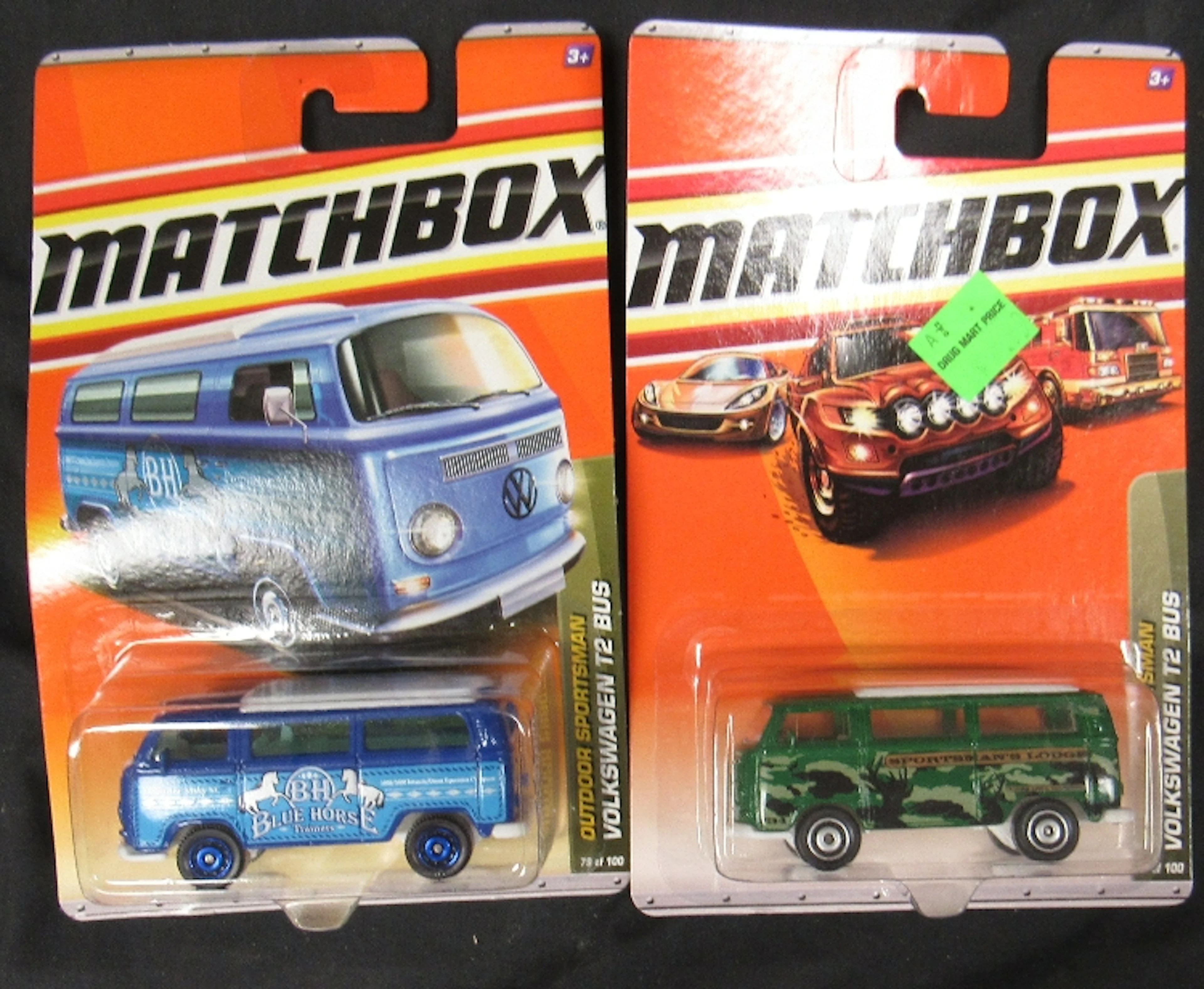 Two Matchbox Outdoor Sportsman Volkswagen T2 Buses ( Mint Condition)