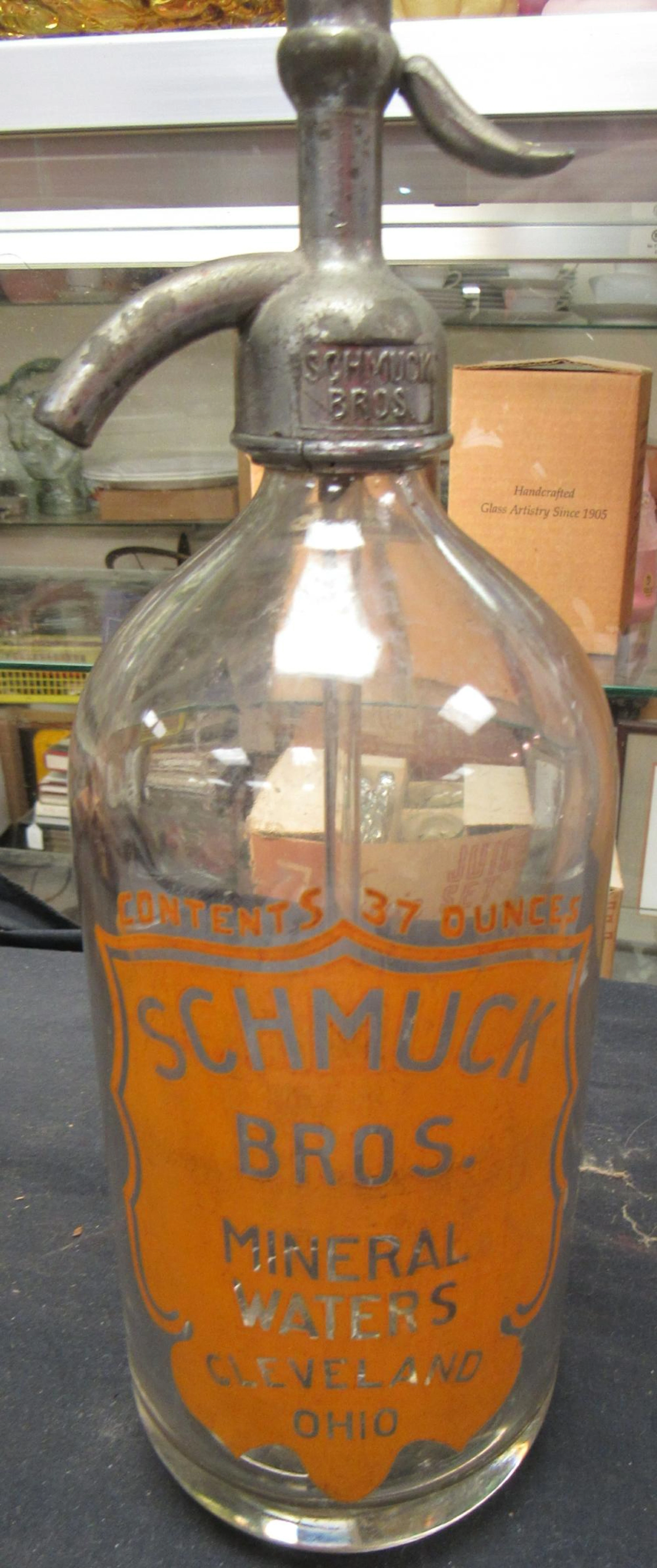 RARE Schmuck Bros. Mineral Waters Vintage Soda Bottle, 12", EC