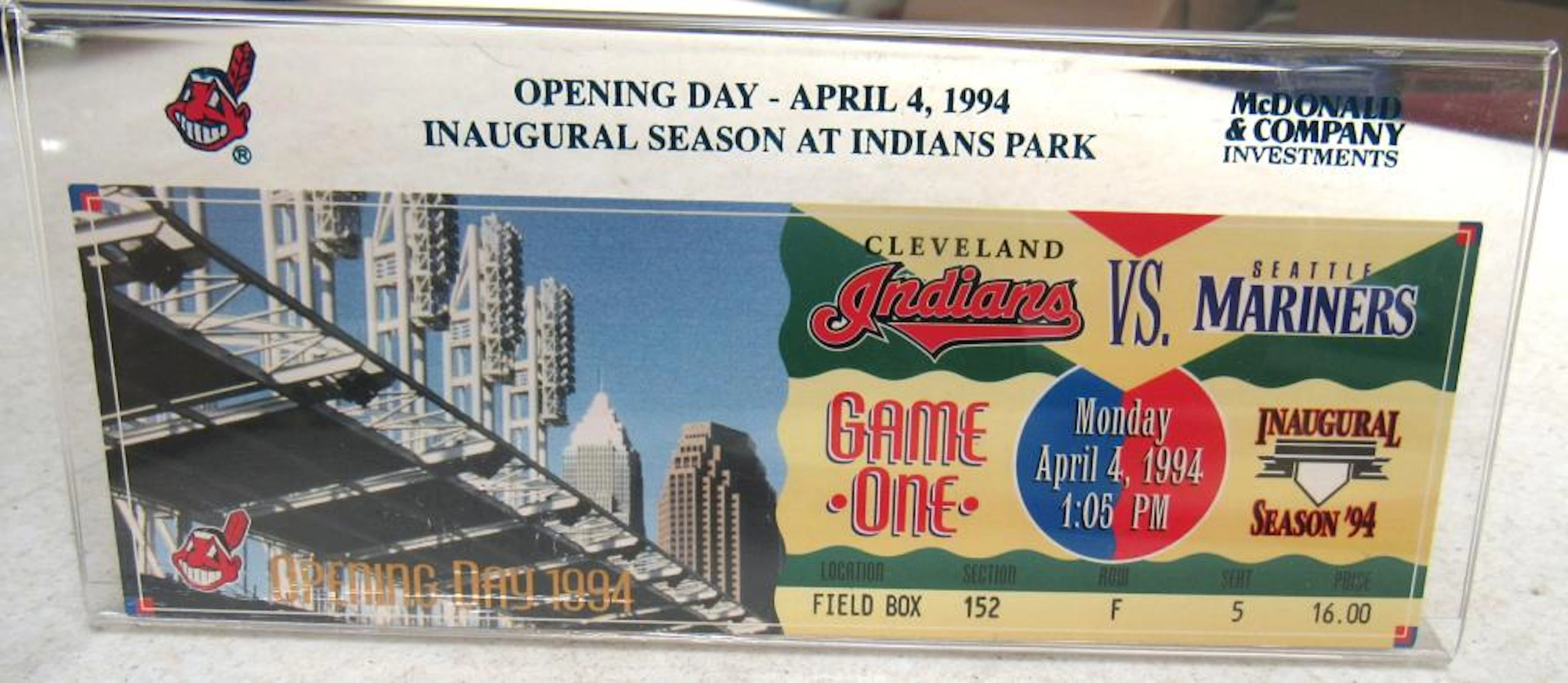 Kurt Cobain Nirvana Seattle Mariners Cleveland Indians 1994 Opening Day Ticket