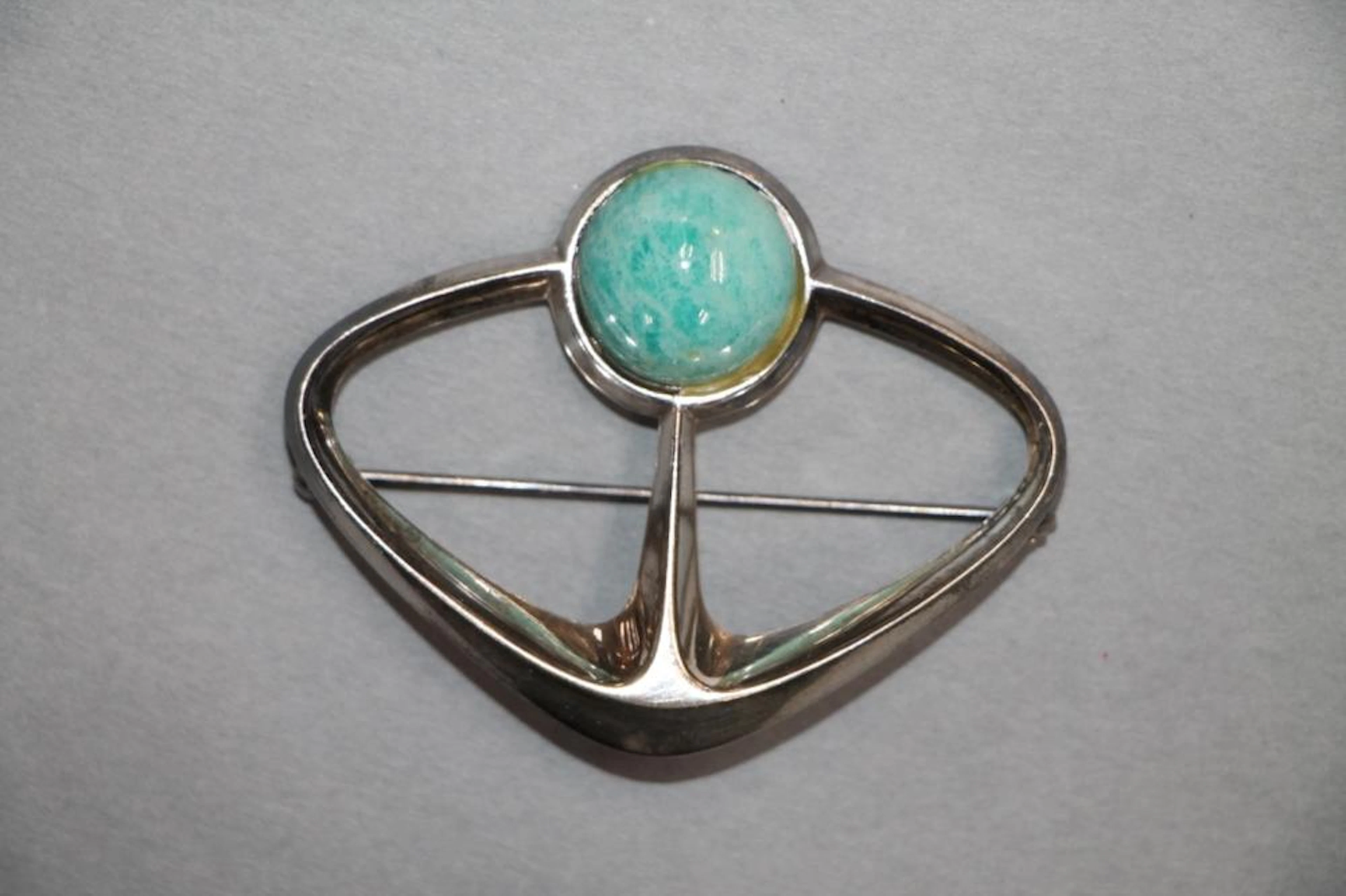 David Andersen Silver & Amazonite Modernist Brooch