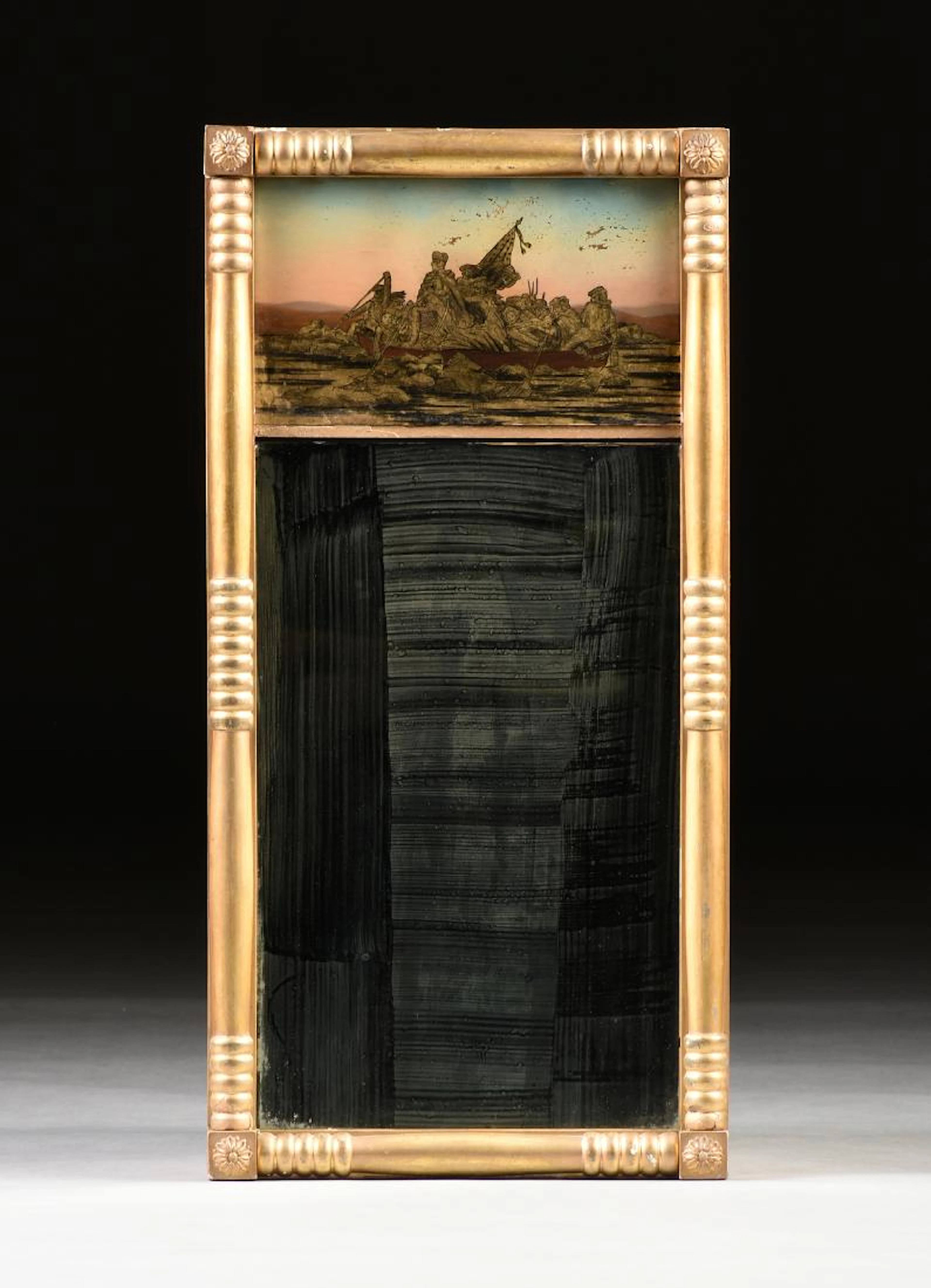 An american federal revival style giltwood églomisé