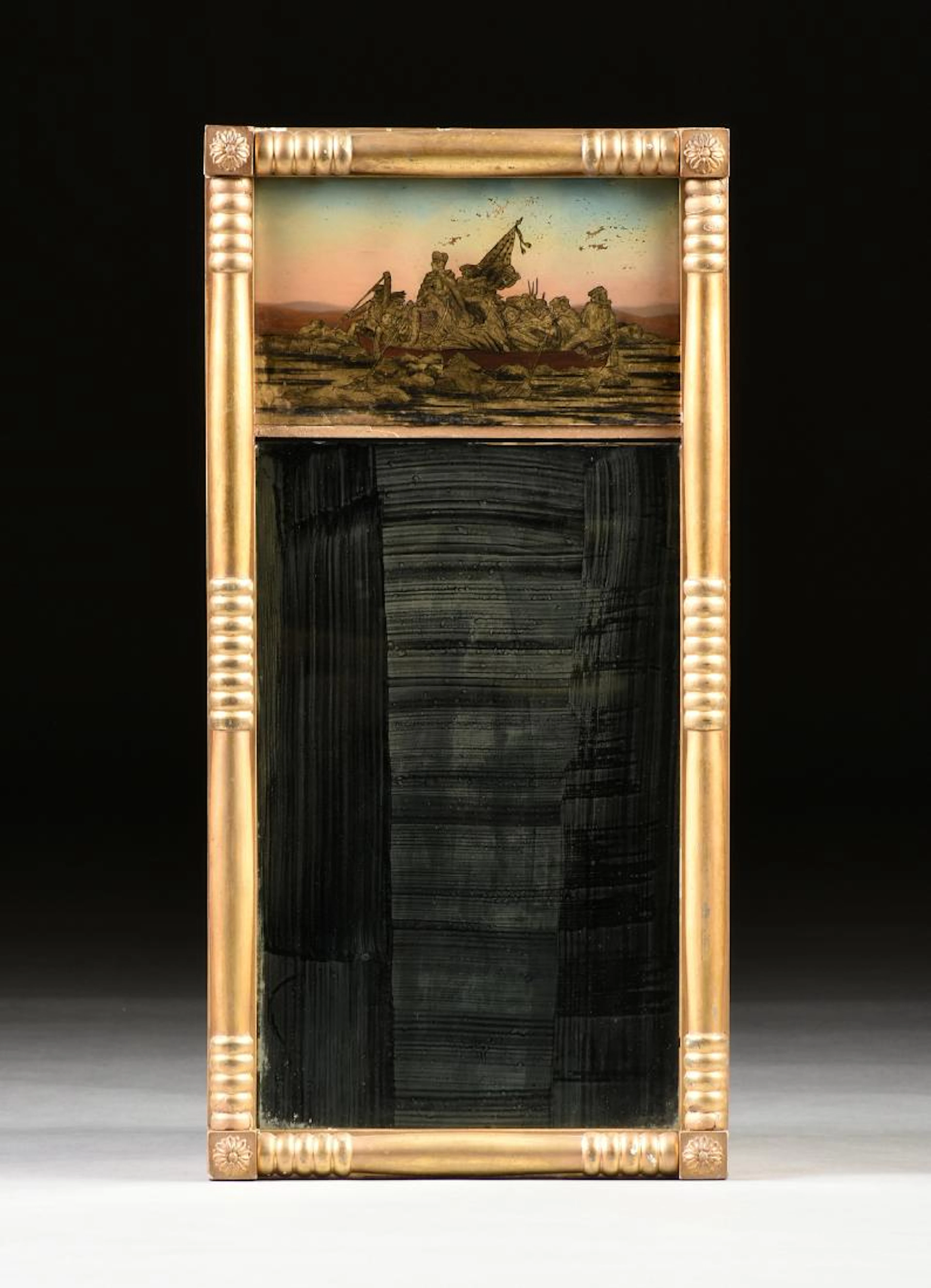 An american federal revival style giltwood églomisé