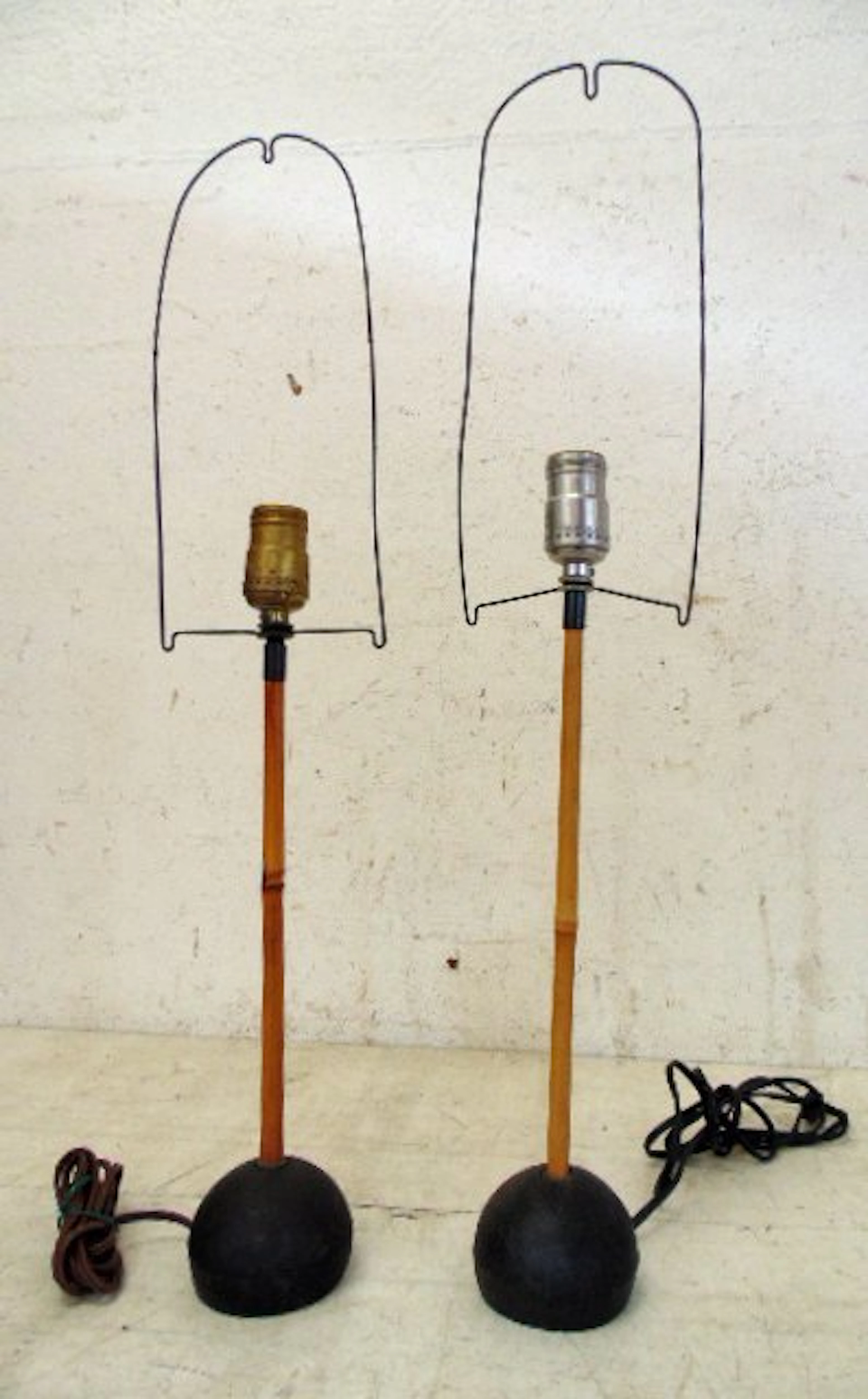 Pair Isamu Noguchi bamboo table lamps, "Akari"