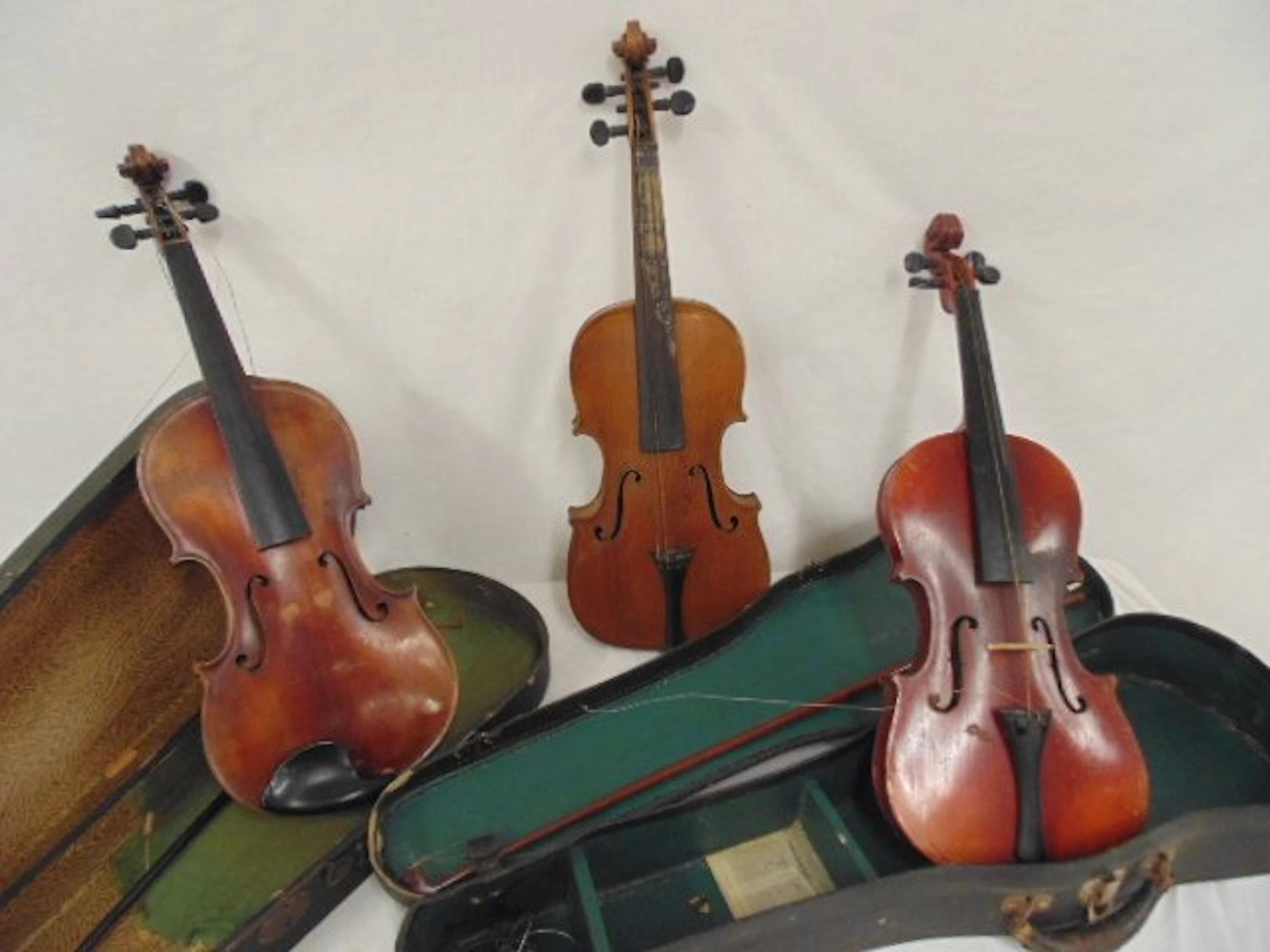 Lot 3 vintage violins, Hopf, John Juzek, Stradiuarius