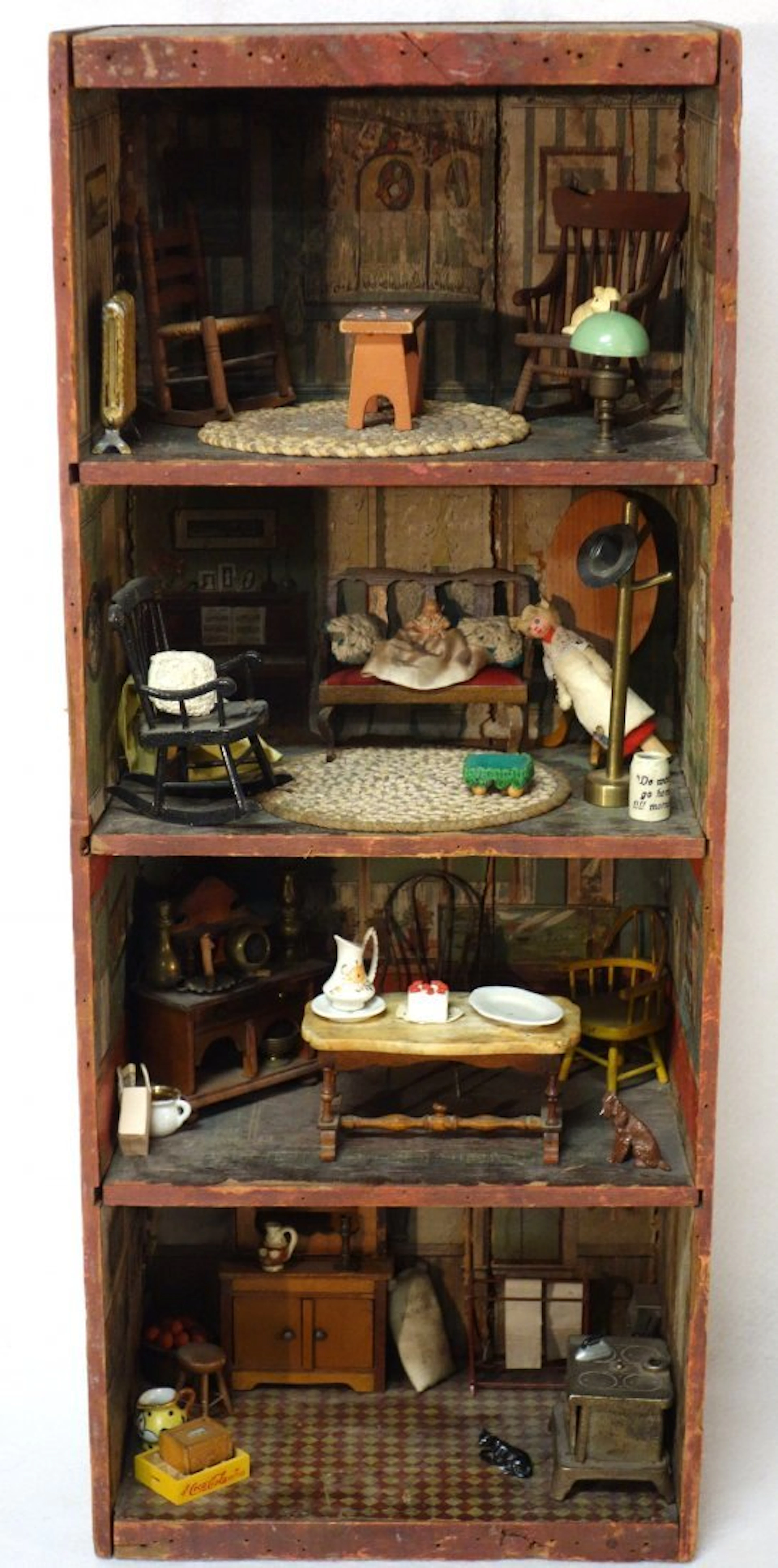Signed "DUNHAM'S COCOANUT DOLL HOUSE". The doll house