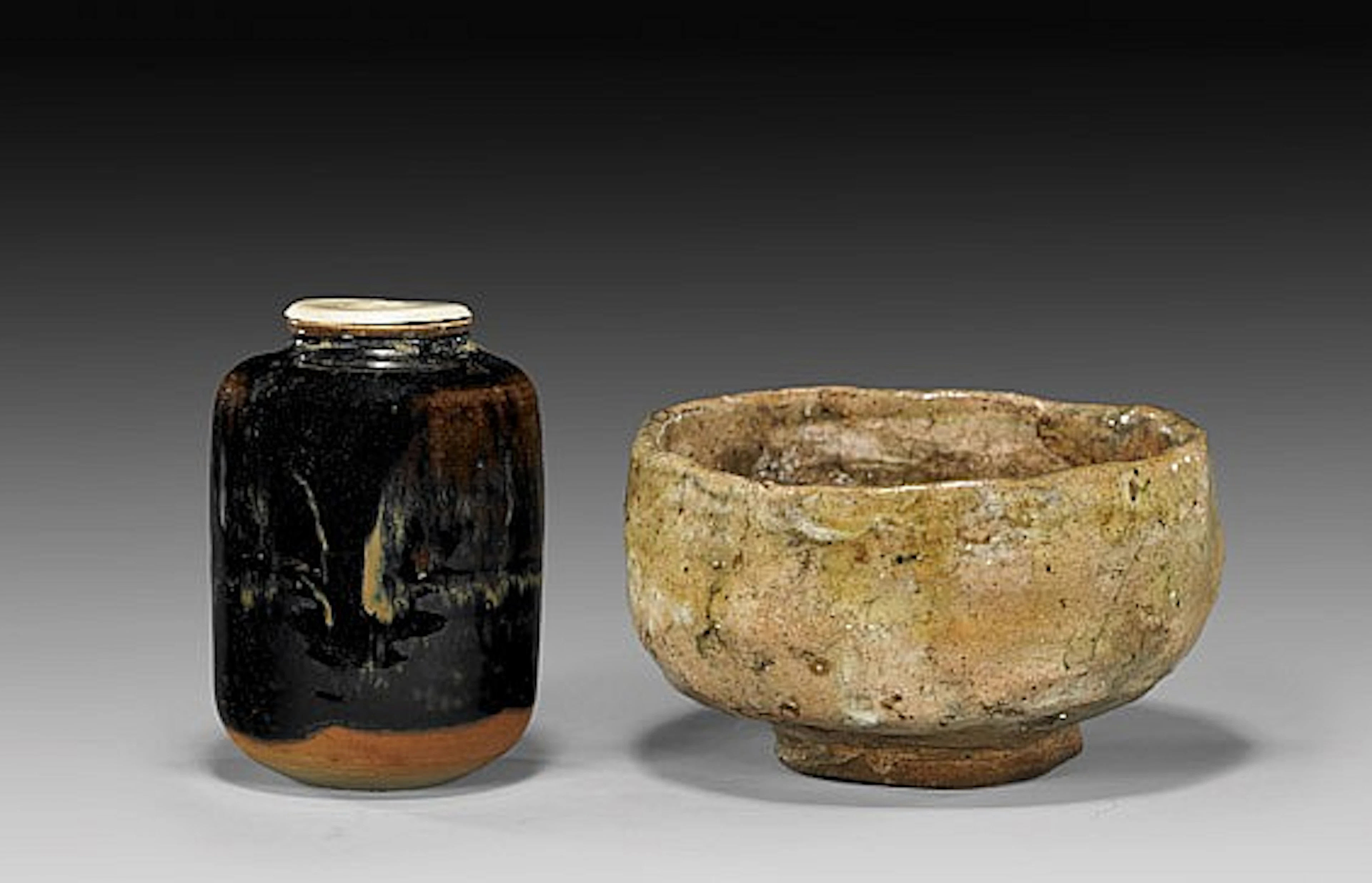 TWO ANTIQUE TEA CEREMONY CERAMICS