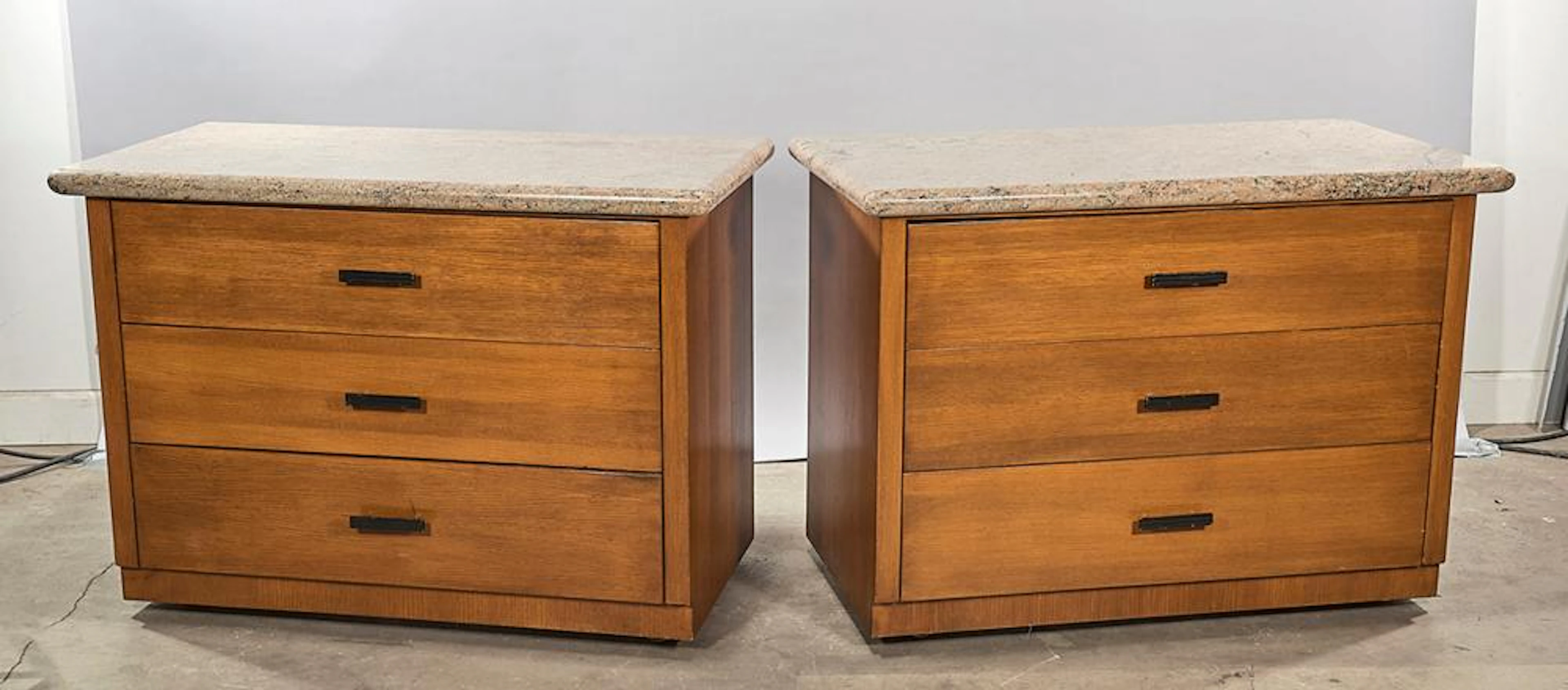 PAIR MARBLE TOP END TABLES