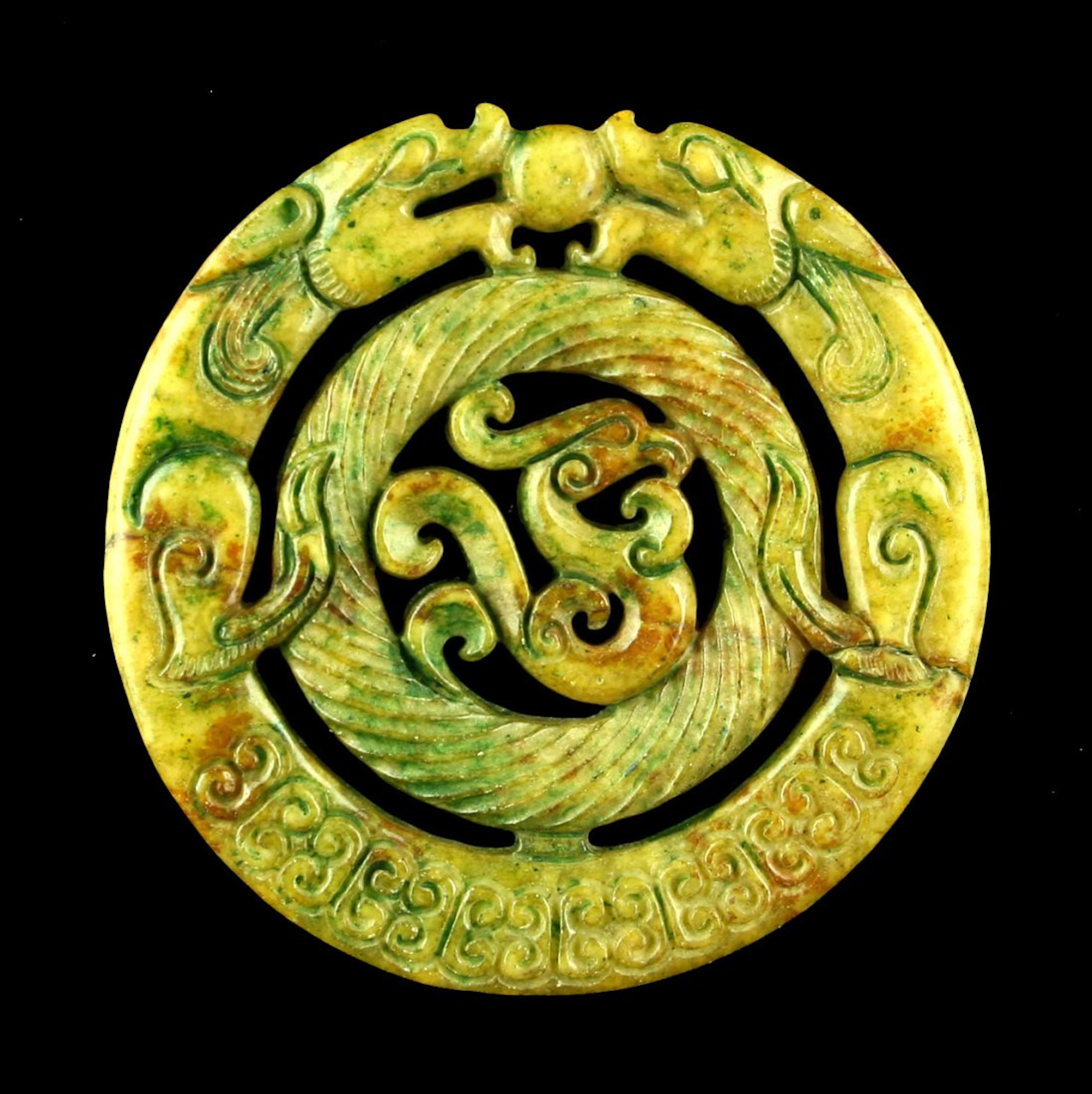 Carved Dragon Chinese Jade Bi