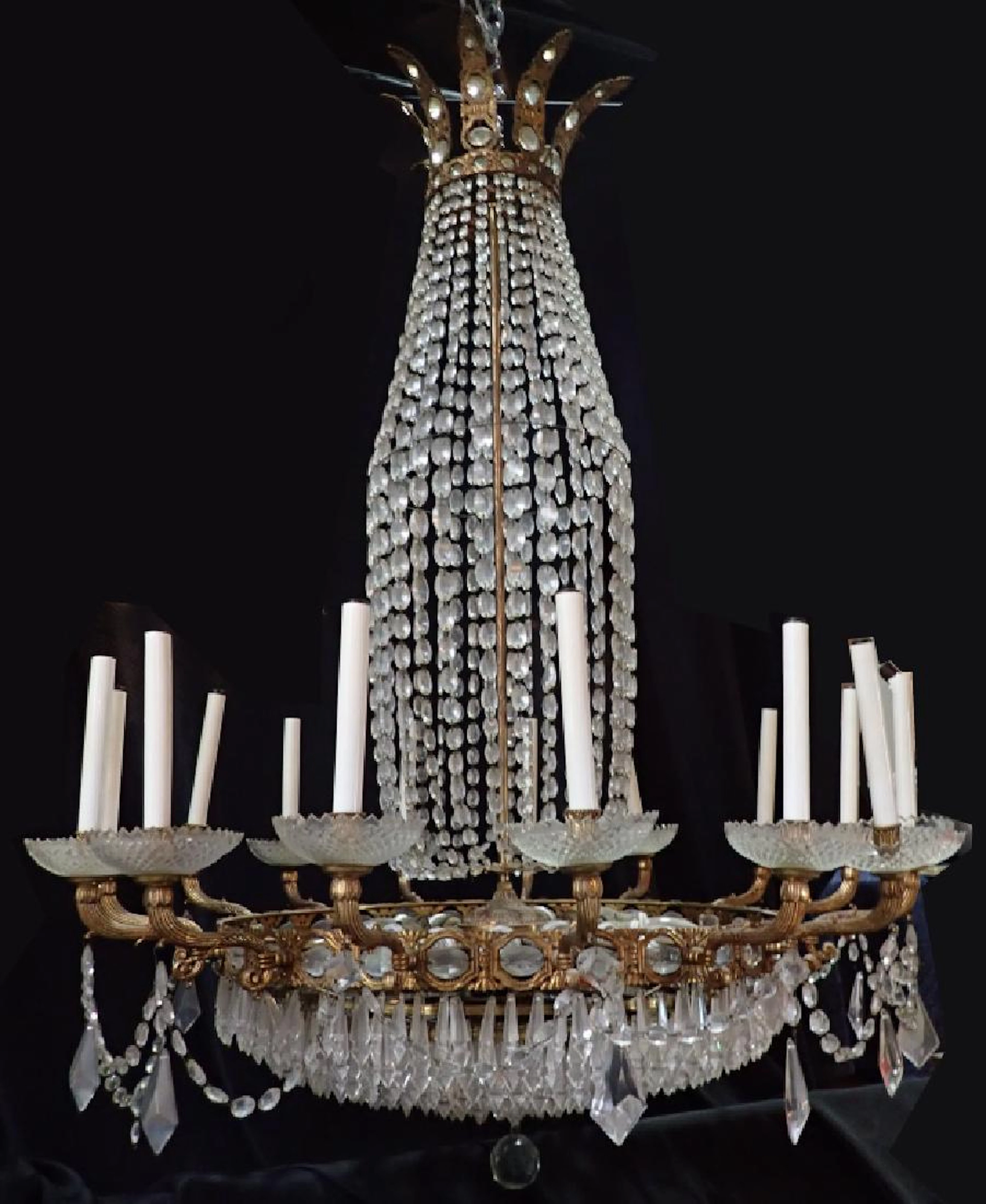 Bronze & Crystal Continental Chandelier