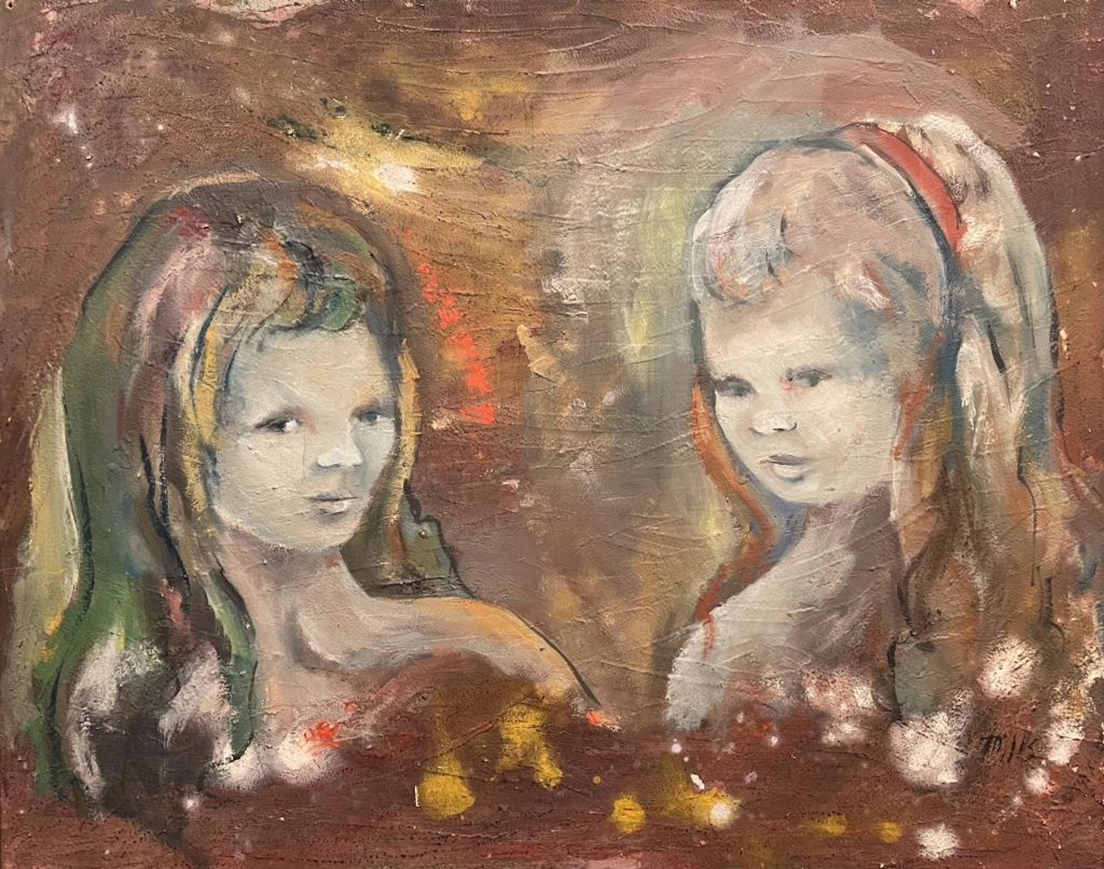Mid-Century Portrait of Two Young Girls