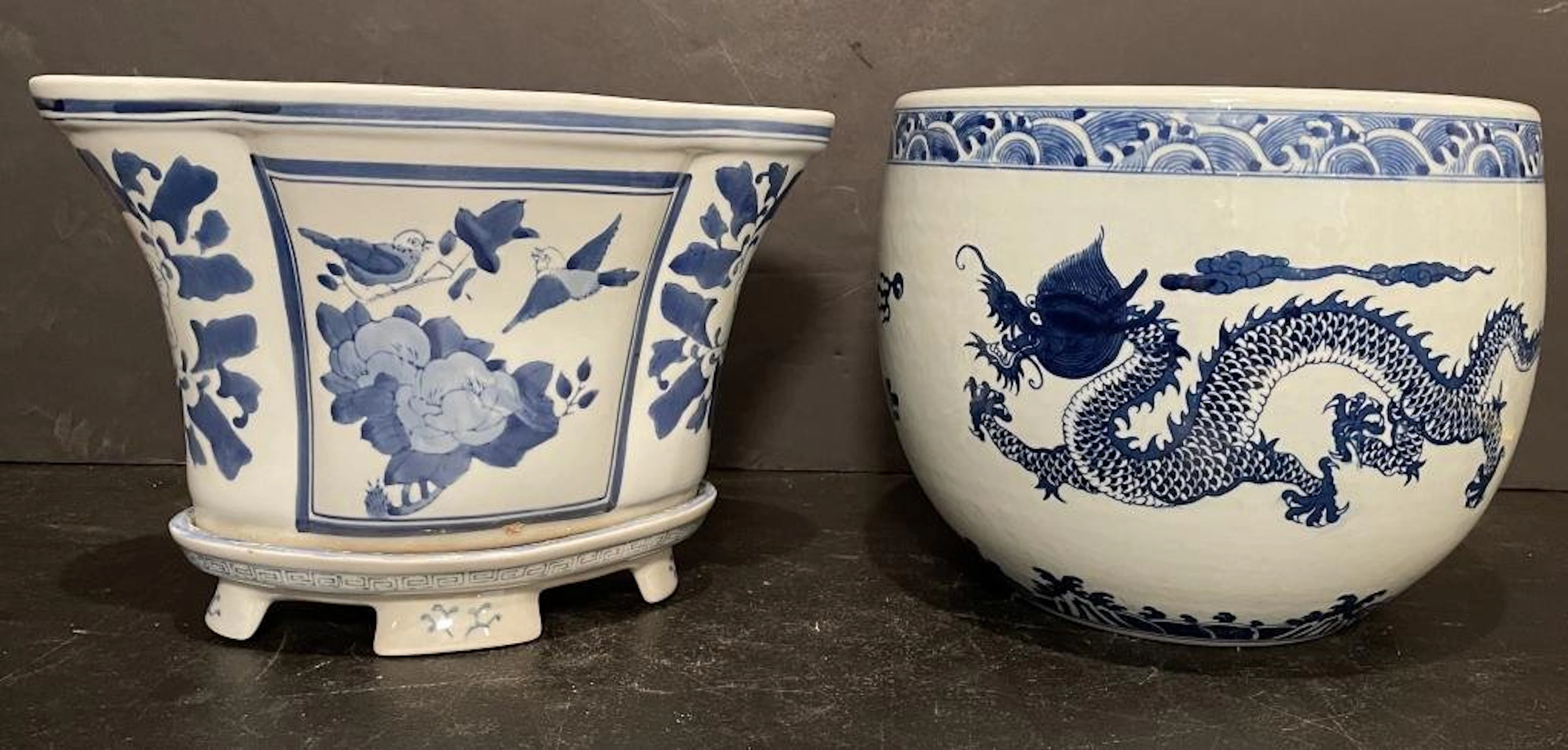 Two Chinese Blue and White Planters