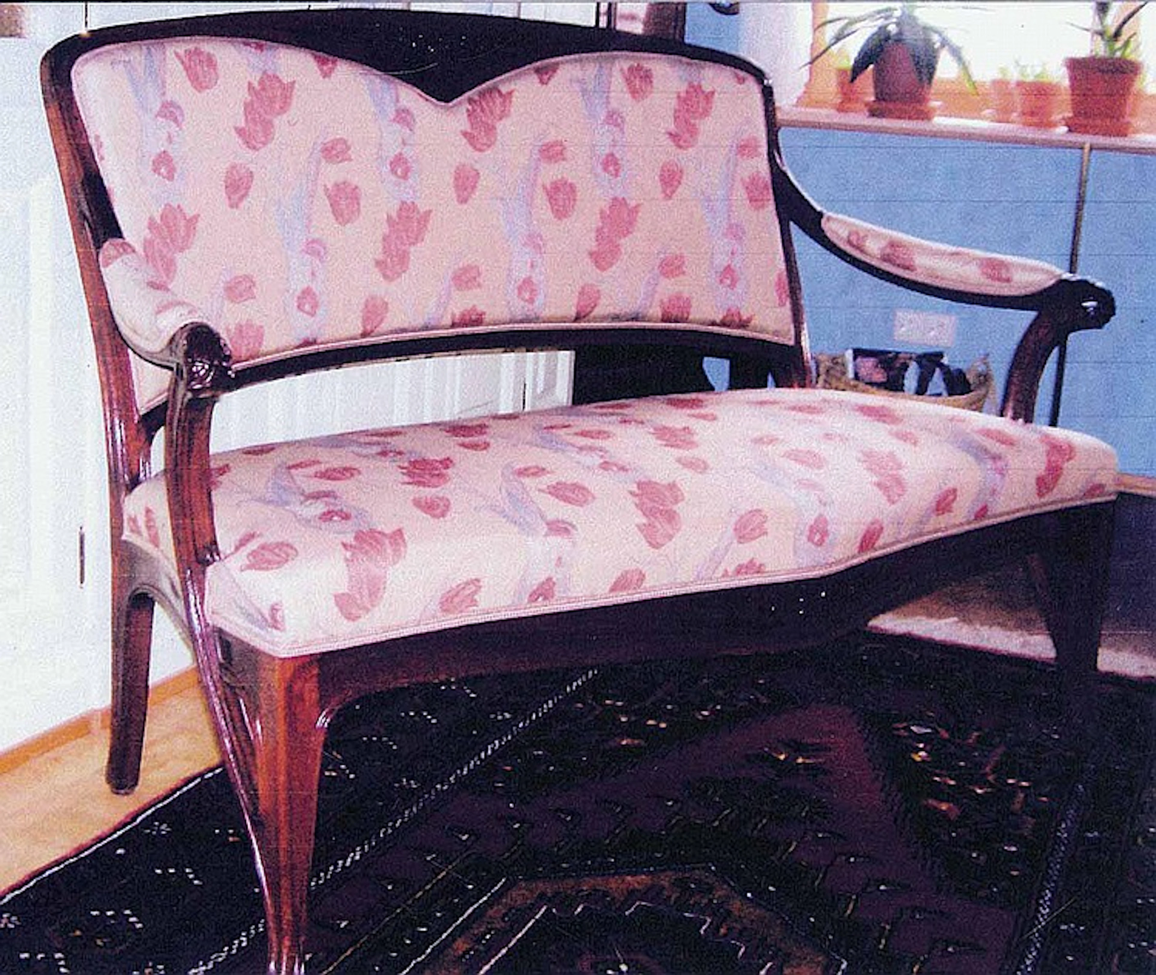 Jugendstil-Sofa.: 2 Sitzer, Mahagoni, mit