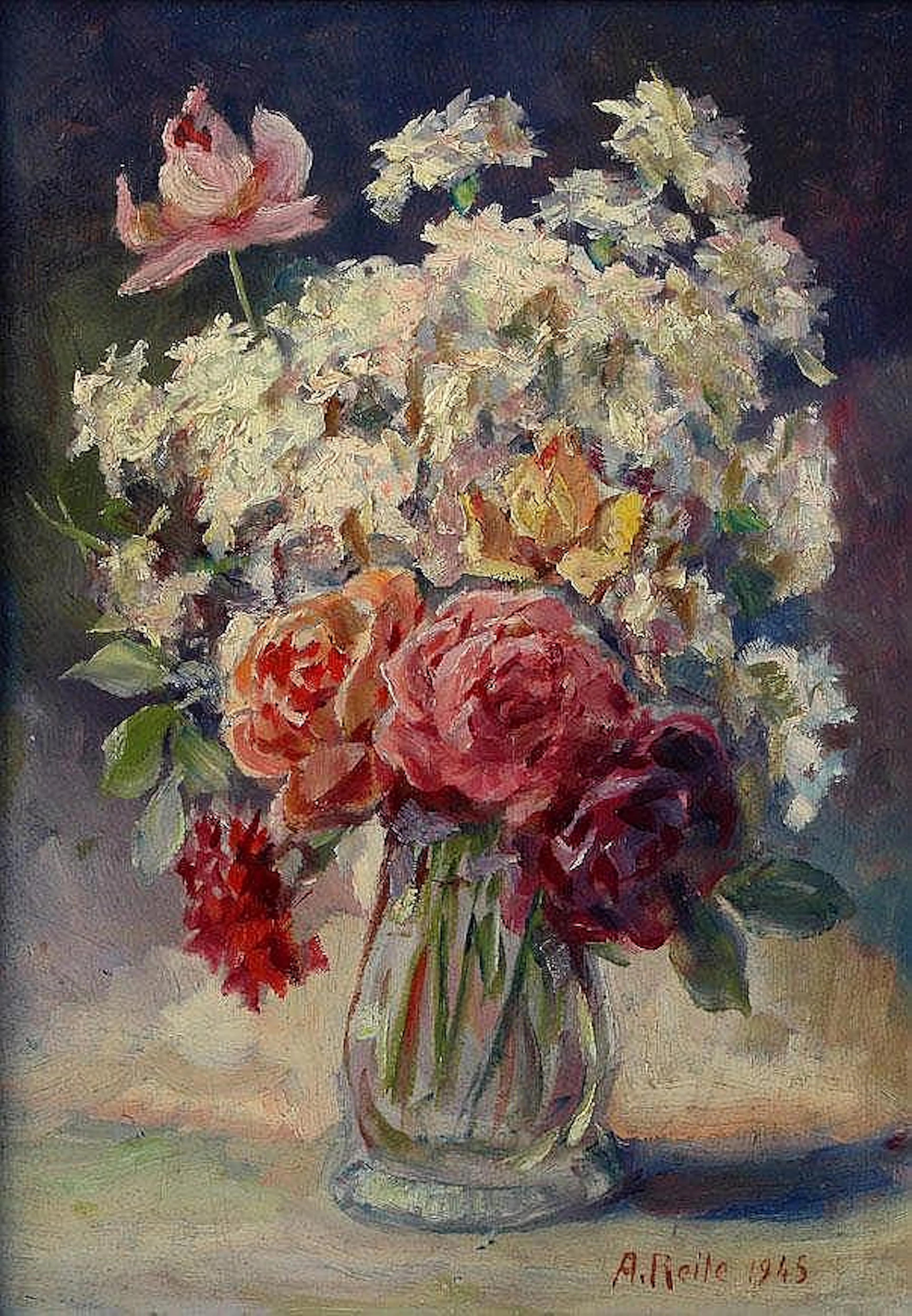 Reile, Adolf (1872 Wiesbaden - lebte in Stuttgart). Blumenstillleben. Öl au