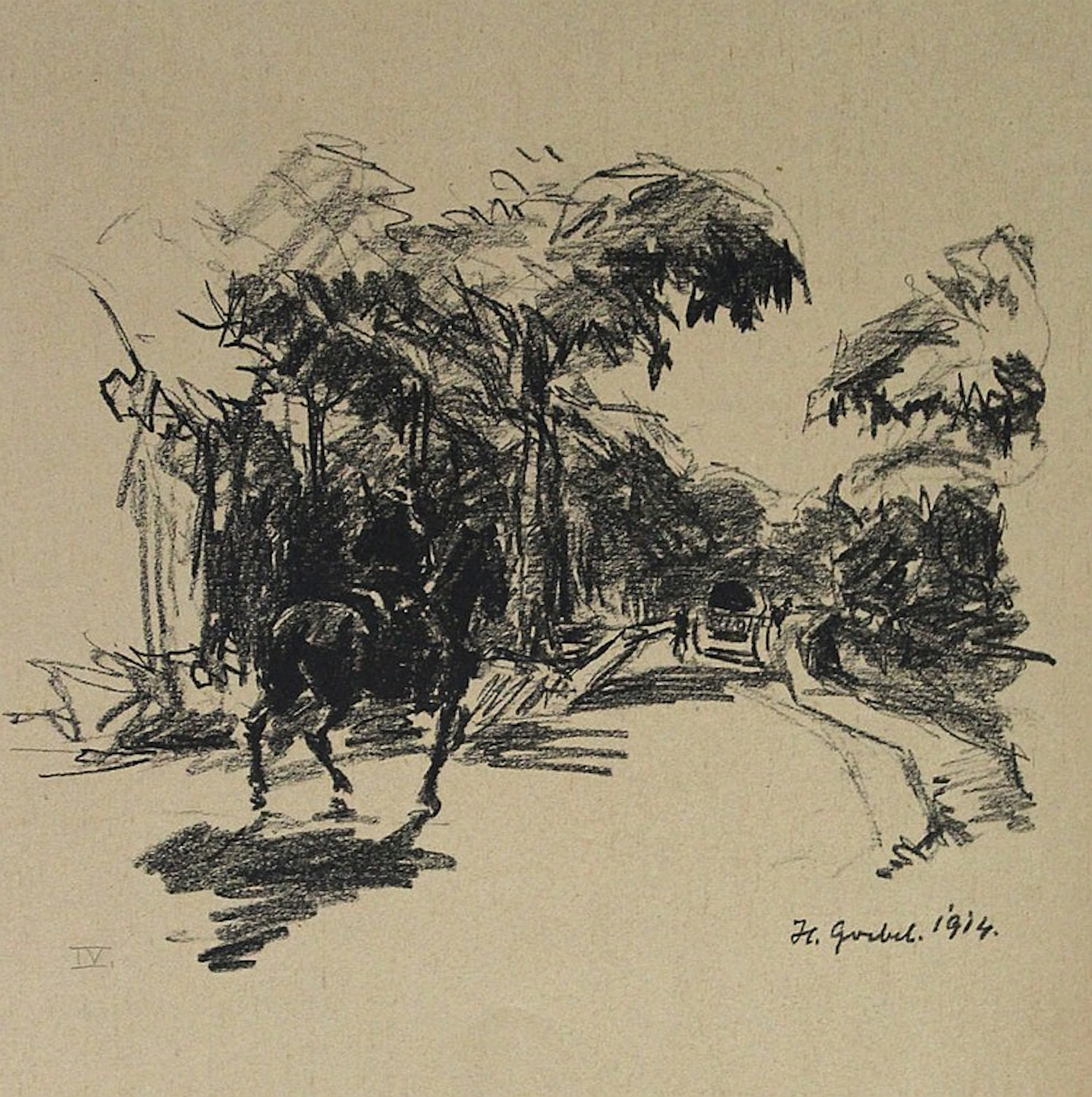 Goebel, Hermann (1885 Dormagen - Dobel/Herrenalb 1945). Reiterszene au