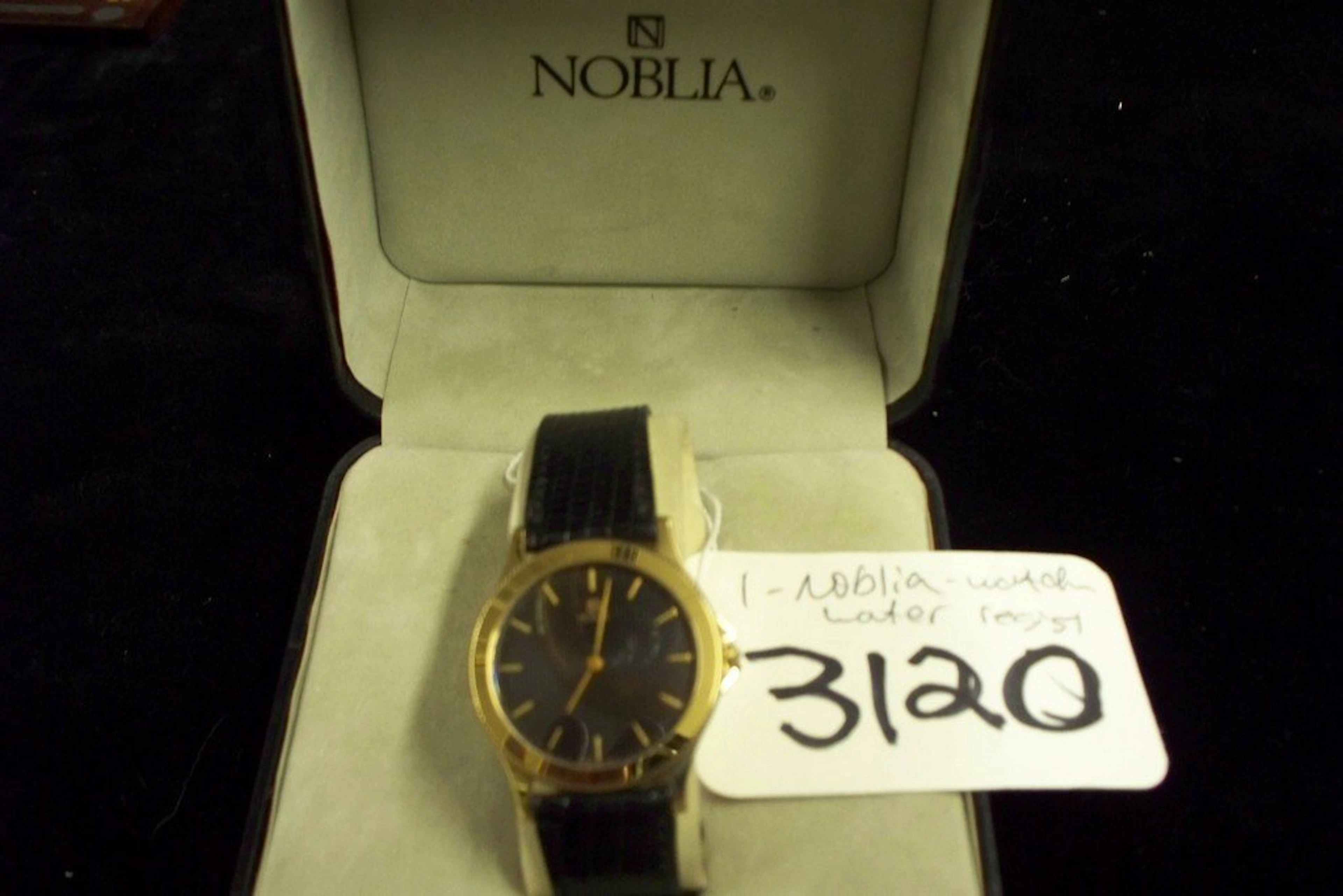 Watch - noblia - mens - gold tone / leather band (new