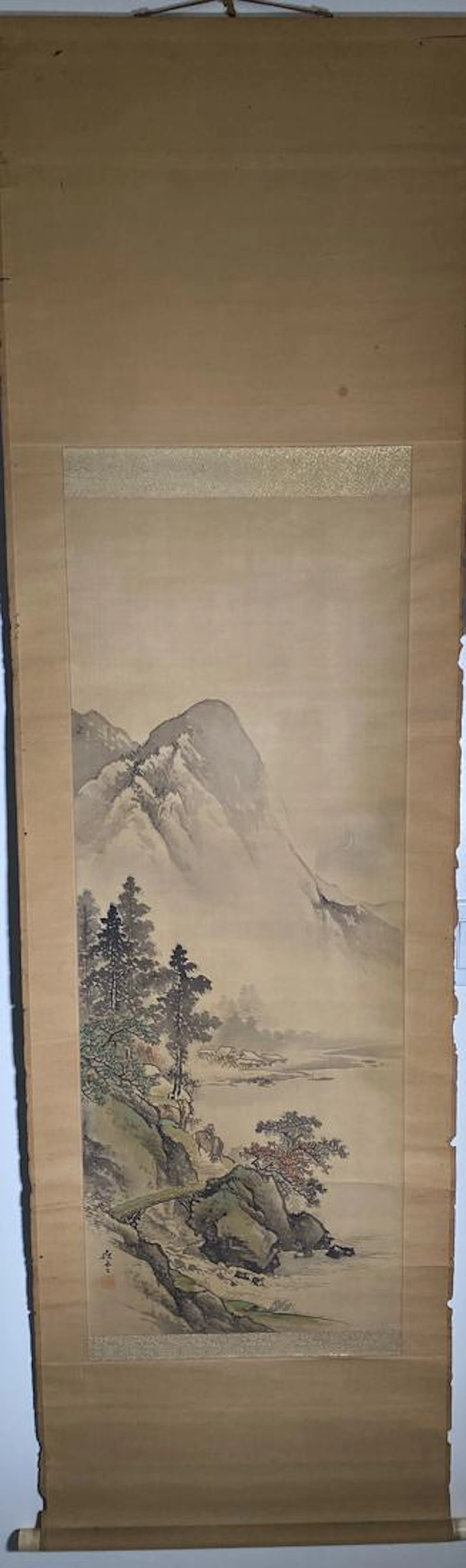 Japanese Nihonga School Scroll Painting - Boy Riding Ox