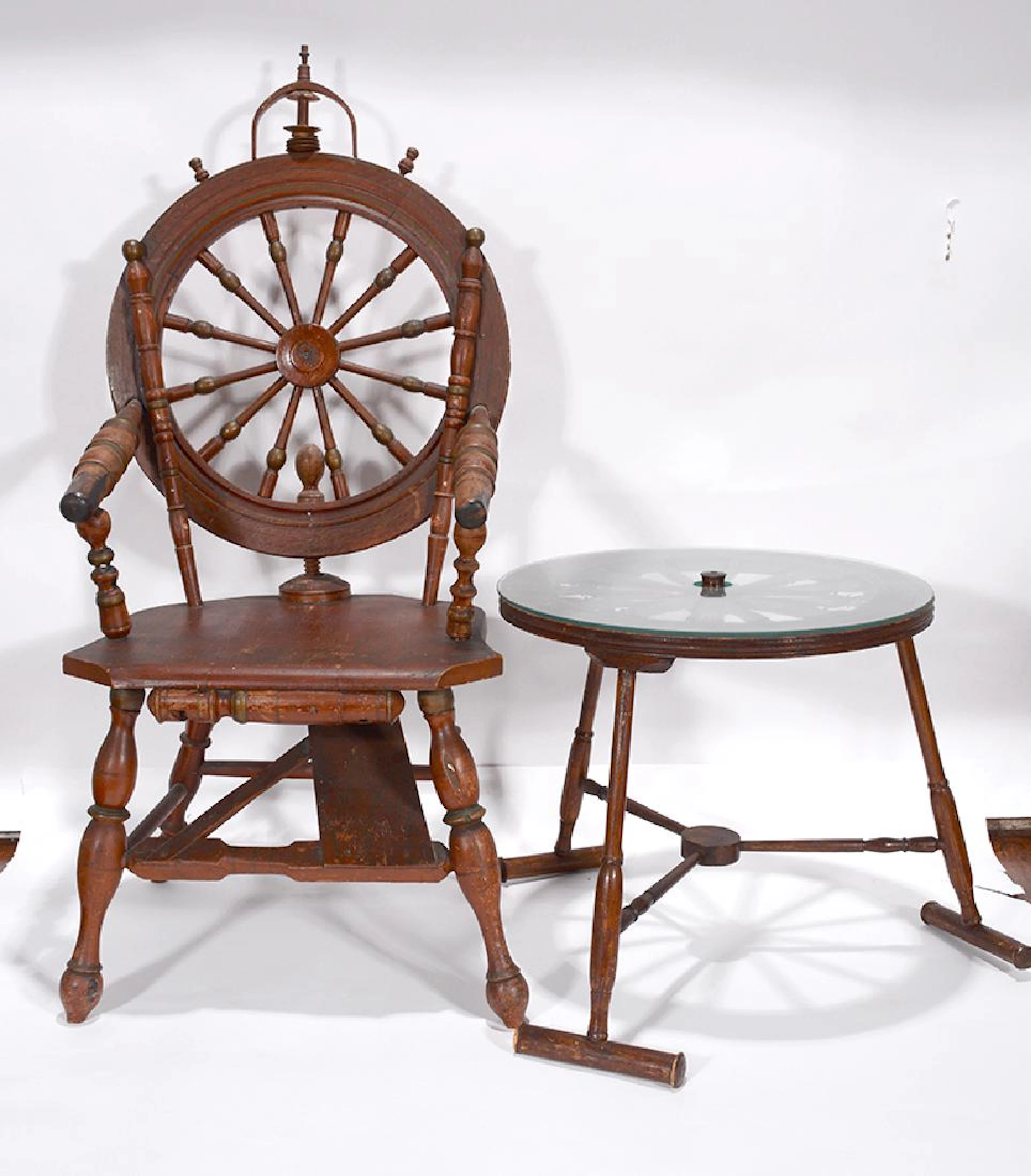 Ship Wheel Captains Chair & Side Table.