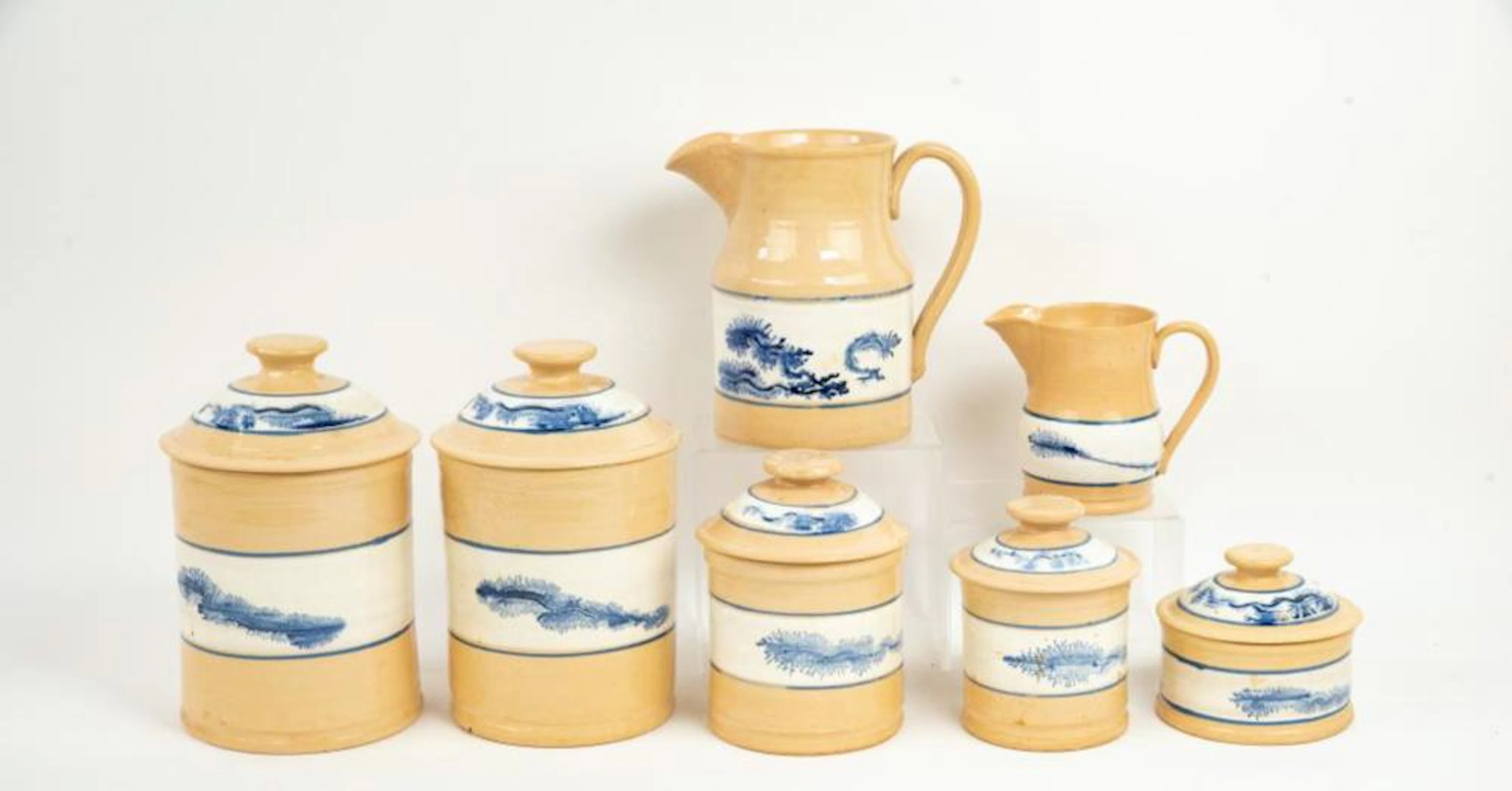7 Pcs. Mochaware w/ Seaweed Decoratio